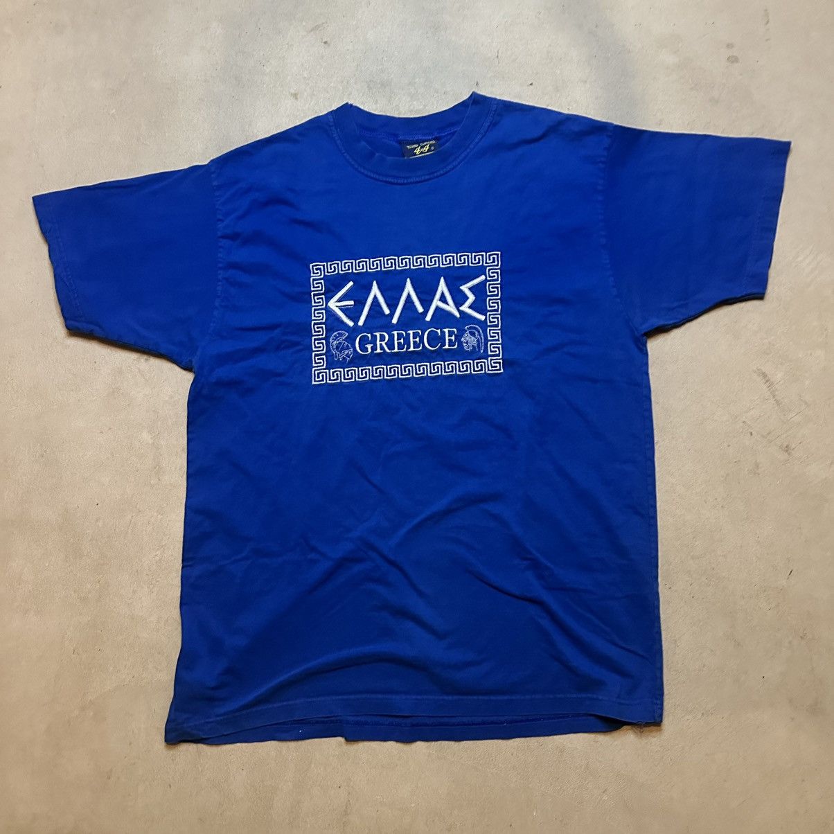 Vintage Vintage 90s Blue Greece Logo Shirt Size L Size US L / EU 52-54 / 3 - 2 Thumbnail