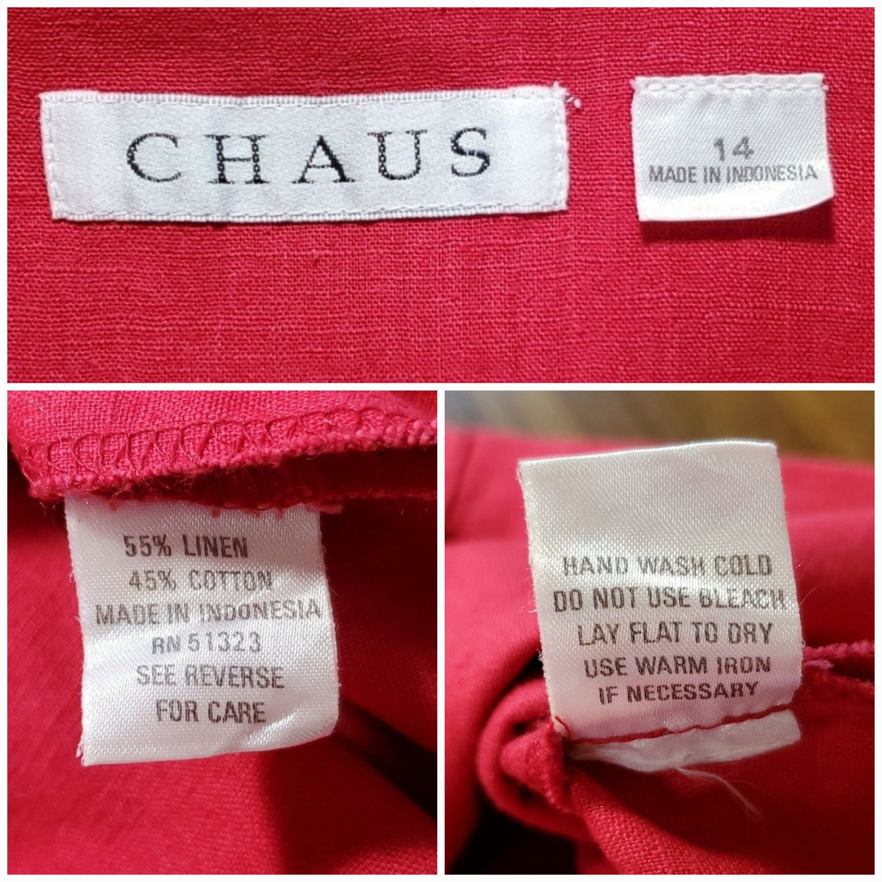 Other Chaus Size 14 Jacket Shacket Red Mother Pearl Linen Cotton Size L / US 10 / IT 46 - 9 Thumbnail