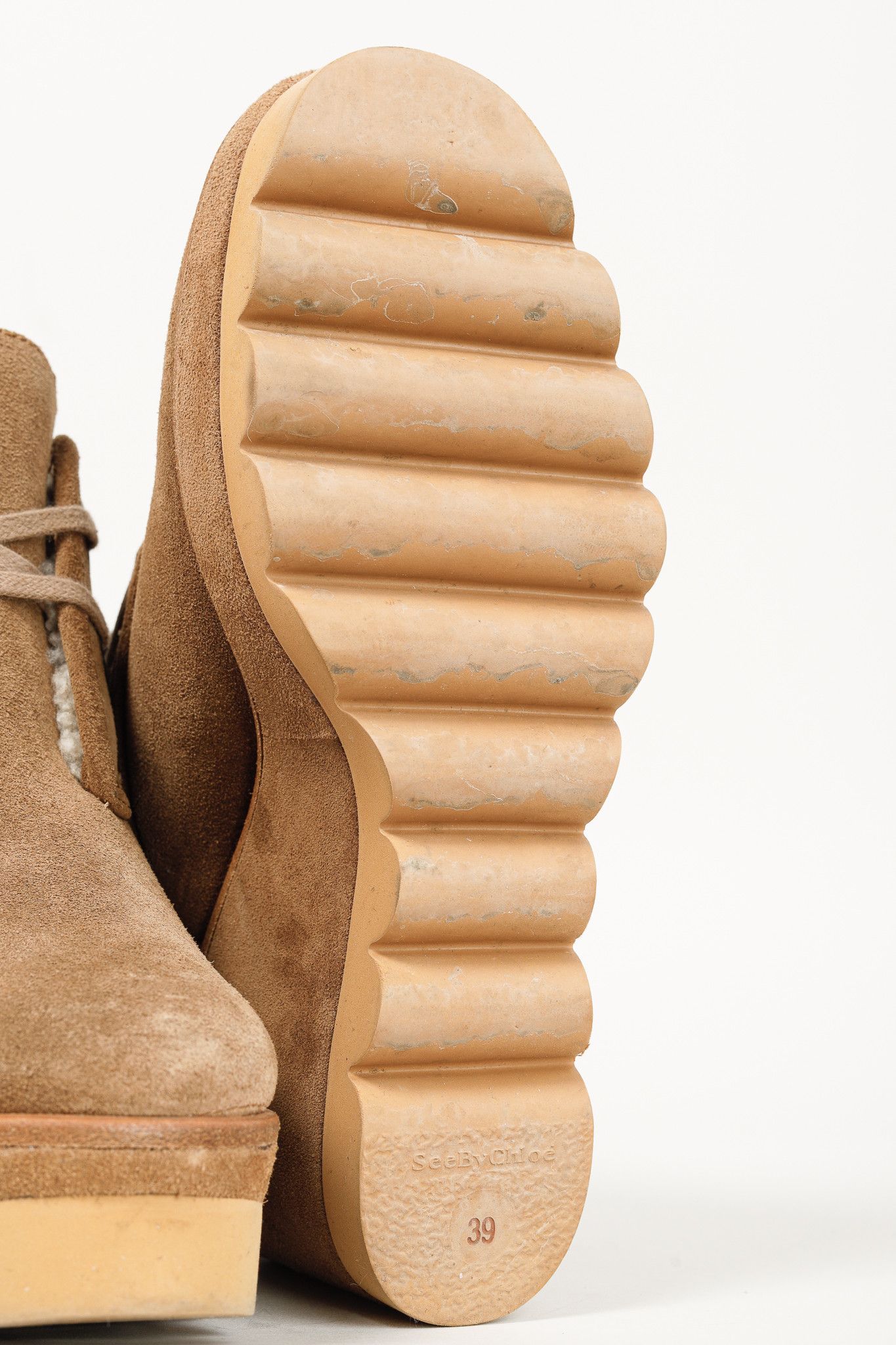 See by Chloe See by Chloe Ethel Shearling-Lined Suede Wedge Booties Size US 8.5 / IT 38.5 - 10 Thumbnail