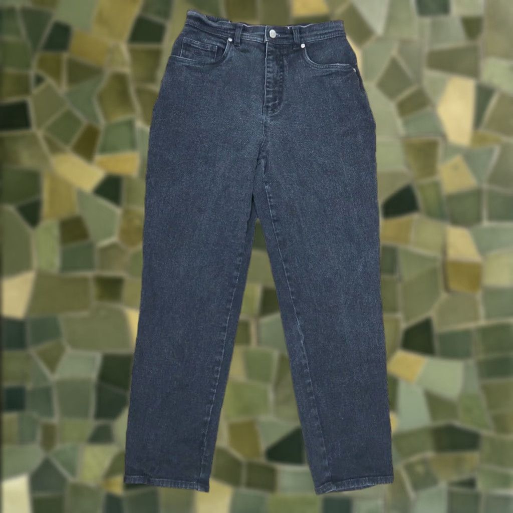 Gloria Vanderbilt VINTAGE Gloria Vanderbilt Jeans 90s Black High Rise Straight Leg Mom 10 Regular Cotton Grunge Women? Size 32" / US 10 / IT 46 - 1 Thumbnail