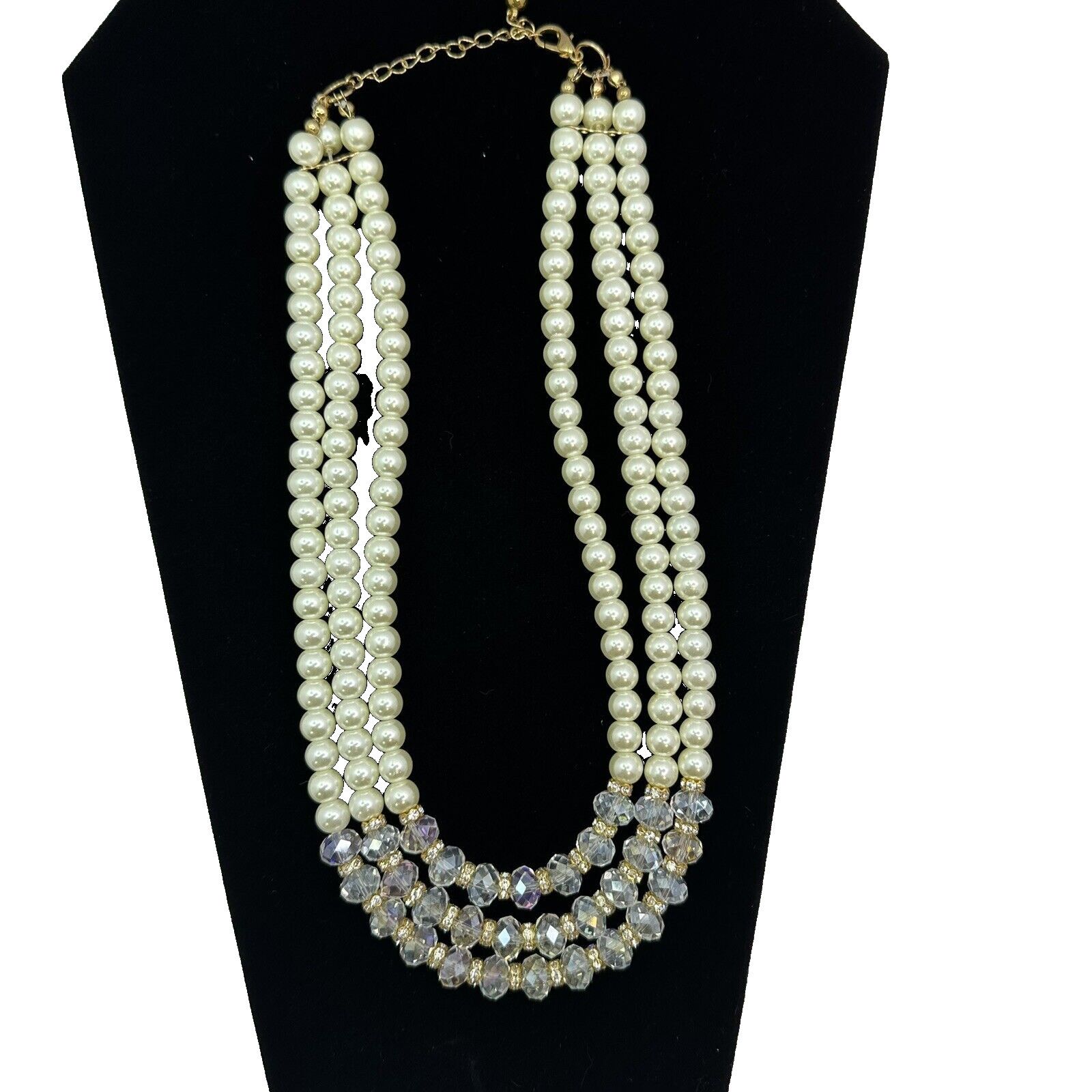 Other Faux Pearl and AB Crystal Hydro Facet Beads 3 Strands 18' Size ONE SIZE - 4 Thumbnail