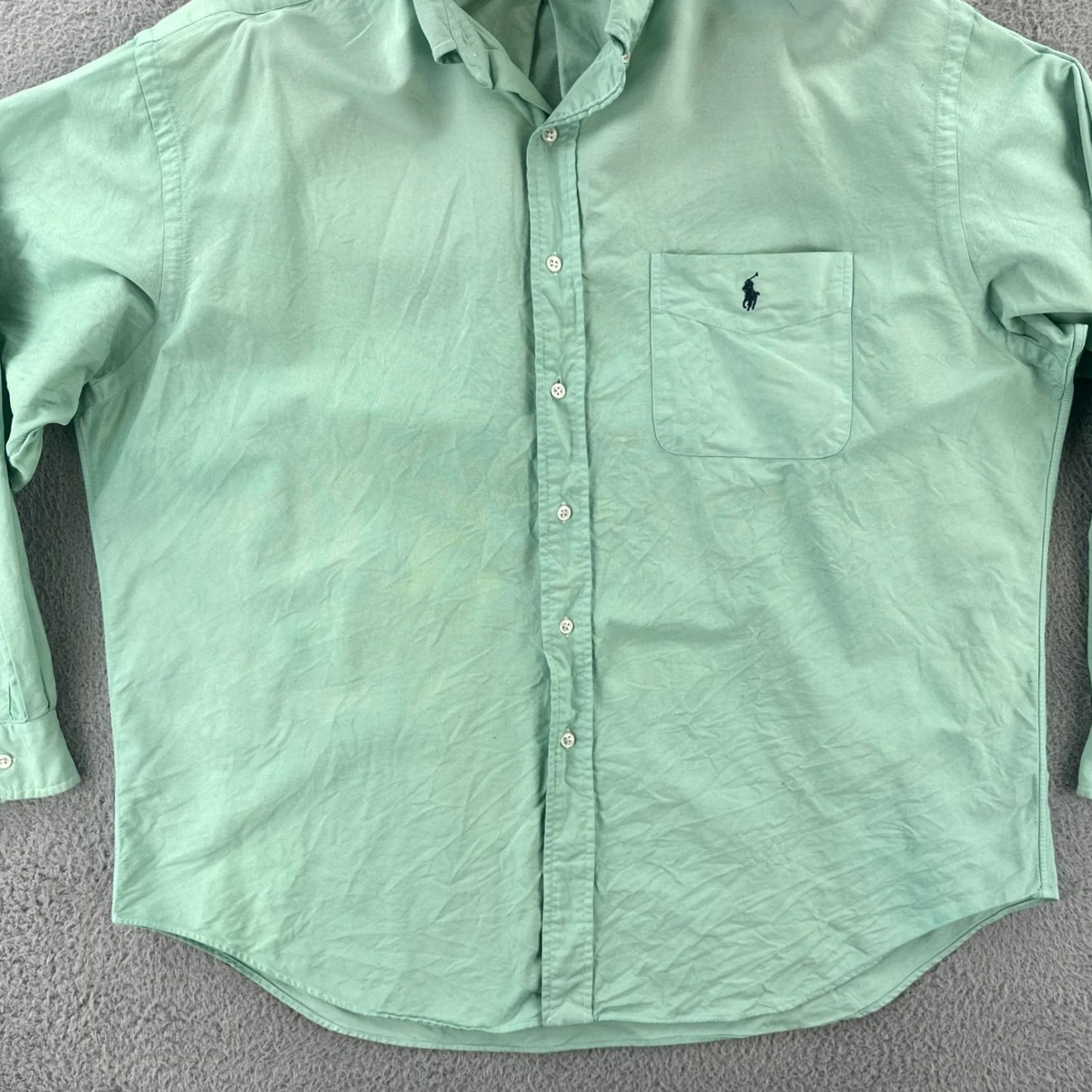 Ralph Lauren VINTAGE Ralph Lauren Men’s Large Button-Up Shirt Dyed Lime Green Thrashed Preppy Size US L / EU 52-54 / 3 - 4 Thumbnail