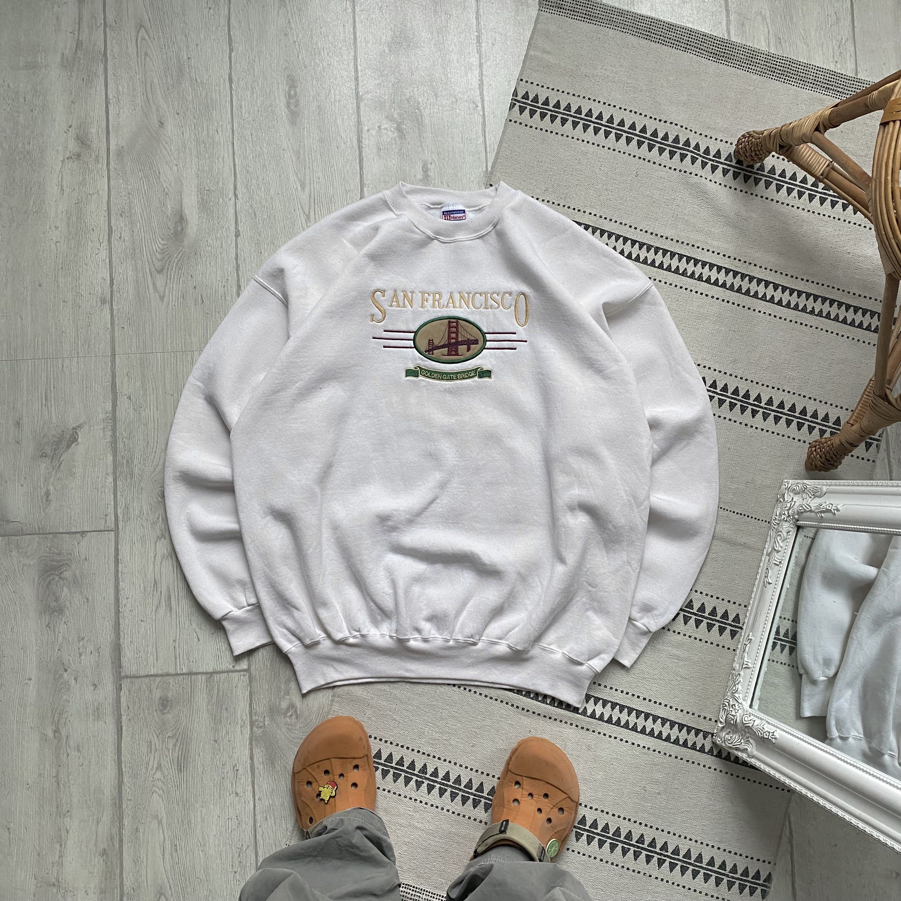 Hanes 🌉 Vintage 90s USA San Francisco Boxy sweatshirt HANES Size US XL / EU 56 / 4 - 1 Thumbnail