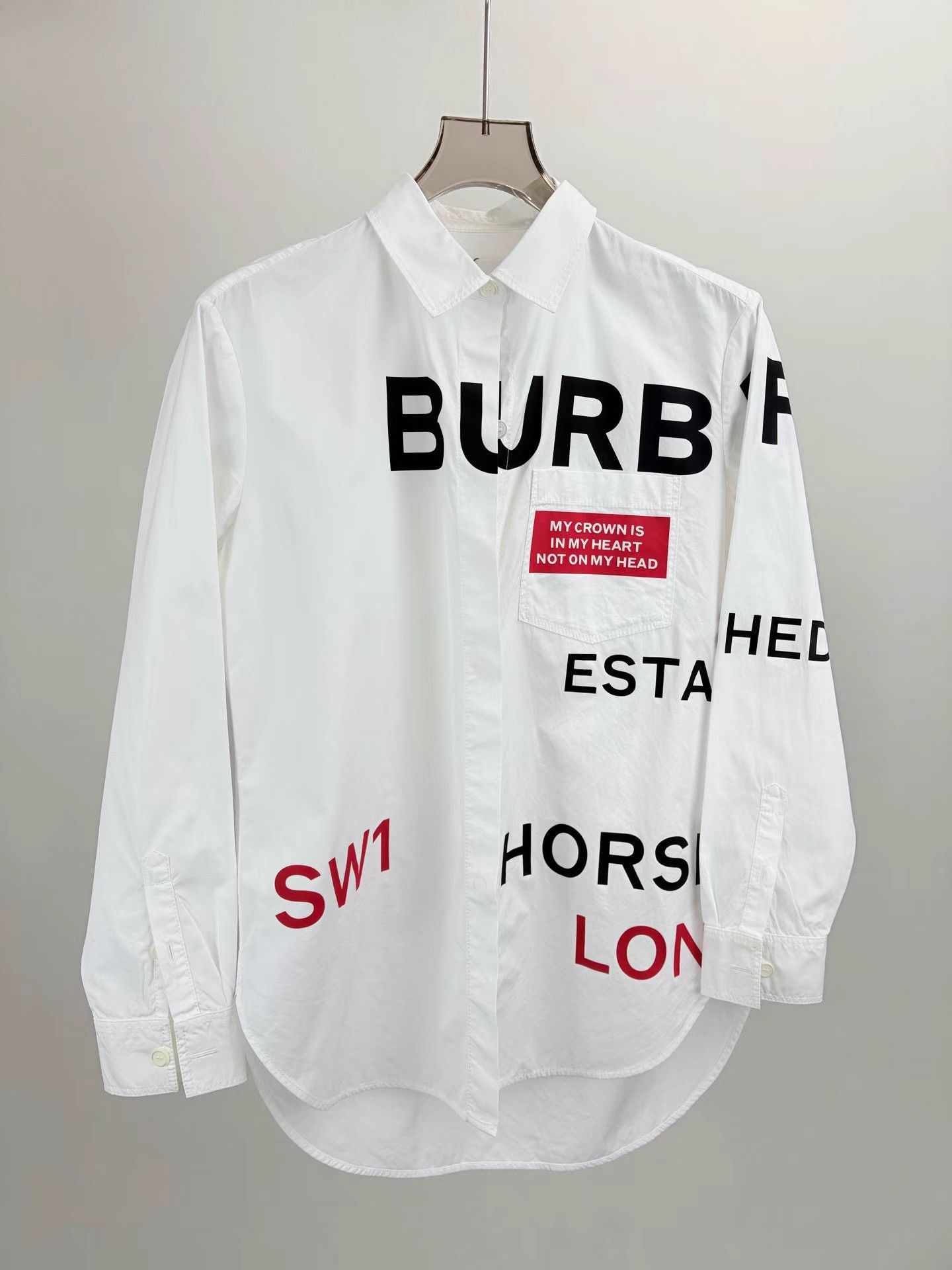 Burberry BURBERRY Logo Print Long Sleeve Shirt Size US XXS / EU 40 - 1 Thumbnail