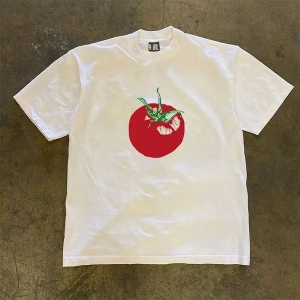 Japanese Brand VIBE Tomato print washed vintage cotton t-shirt Size US L / EU 52-54 / 3 - 7 Thumbnail