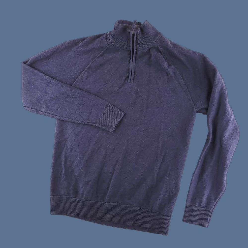 Old Navy Old Navy Sweater Mens Medium Navy Blue Quarter Zip Cotton Knit Pullover Basics Size US M / EU 48-50 / 2 - 1 Thumbnail