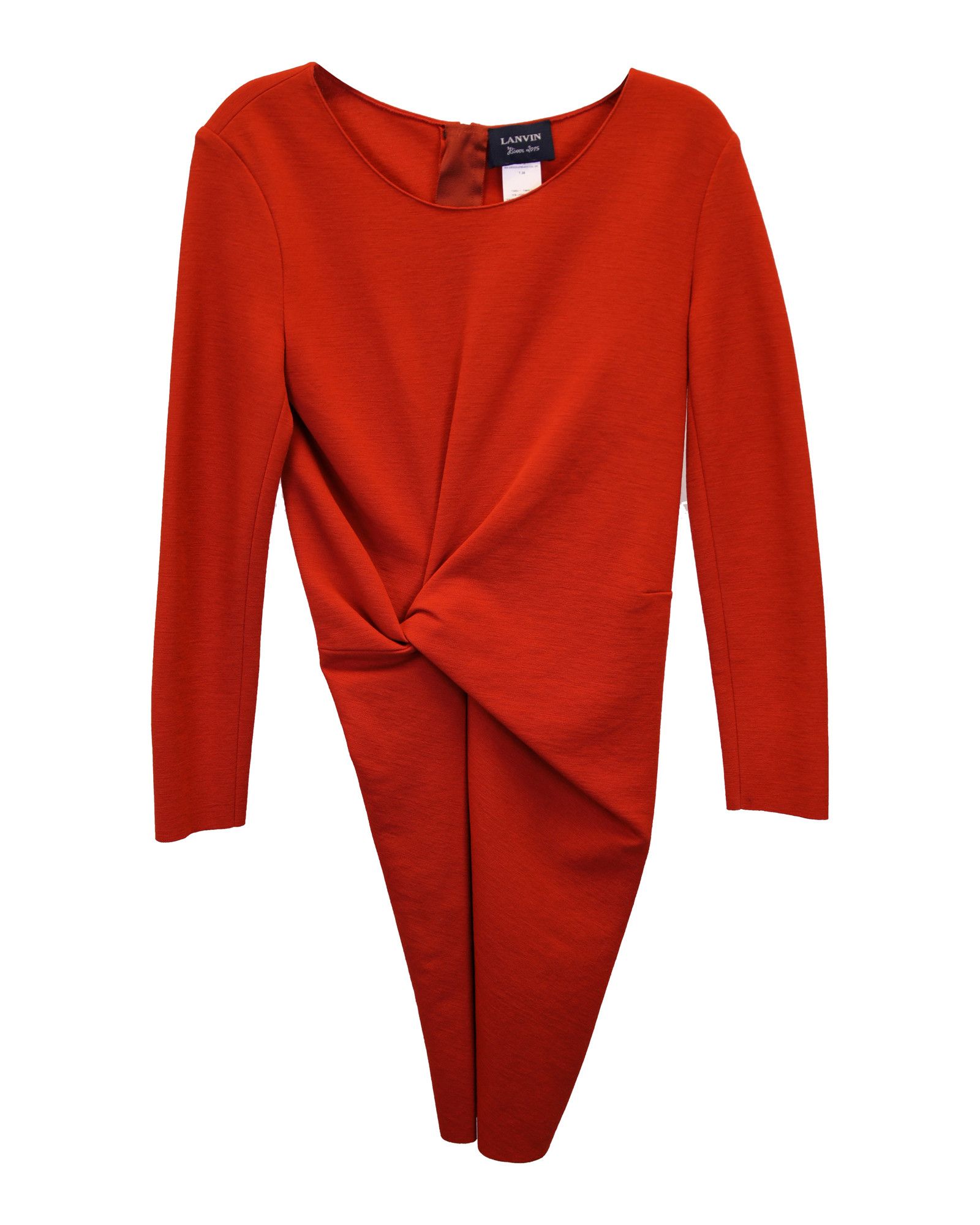 Lanvin Lanvin Jersey Twist Dress in Orange Wool Size XS / US 0-2 / IT 36-38 - 1 Thumbnail