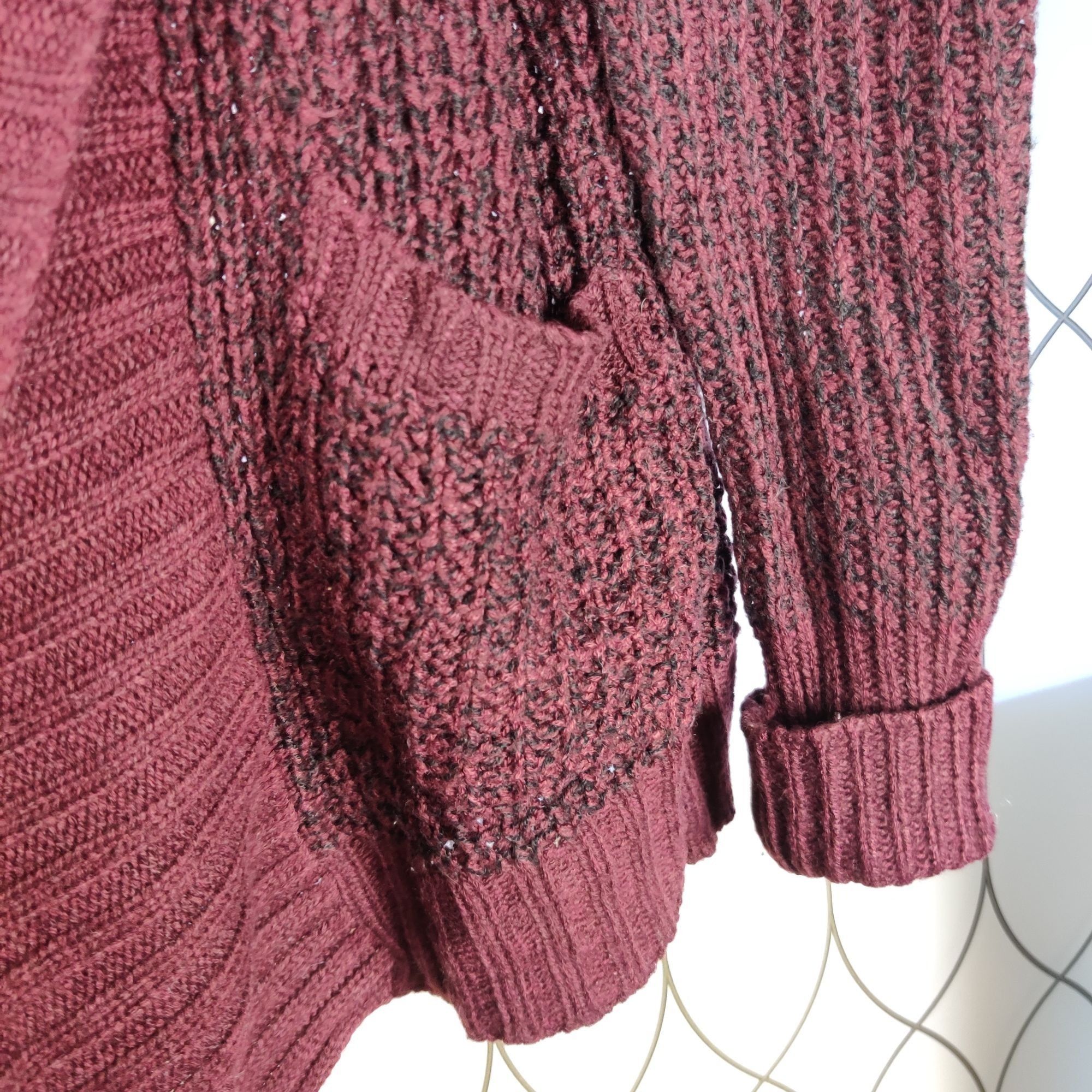 Other RD Style S Open Front Marled Burgundy Knit Cardigan Pockets Size S / US 4 / IT 40 - 3 Thumbnail