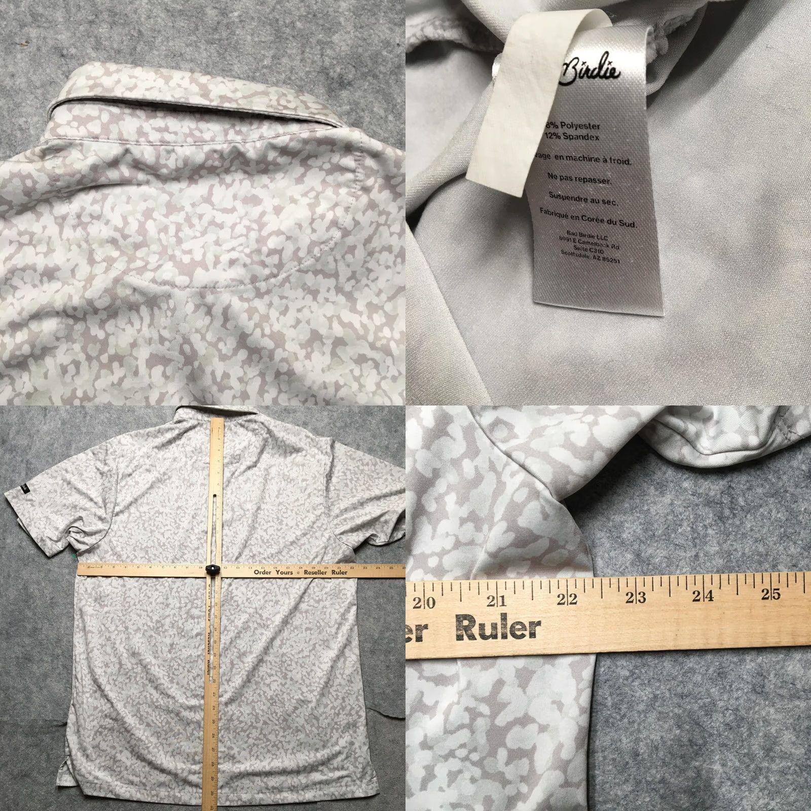 Vintage Bad Birdie Polo Shirt Mens XL Gray Camo Short Sleeve Performance Golf Stretch Polo Shirt Style XL Mens Gray Camouflage Sports Shirt Size US XL / EU 56 / 4 - 8 Thumbnail