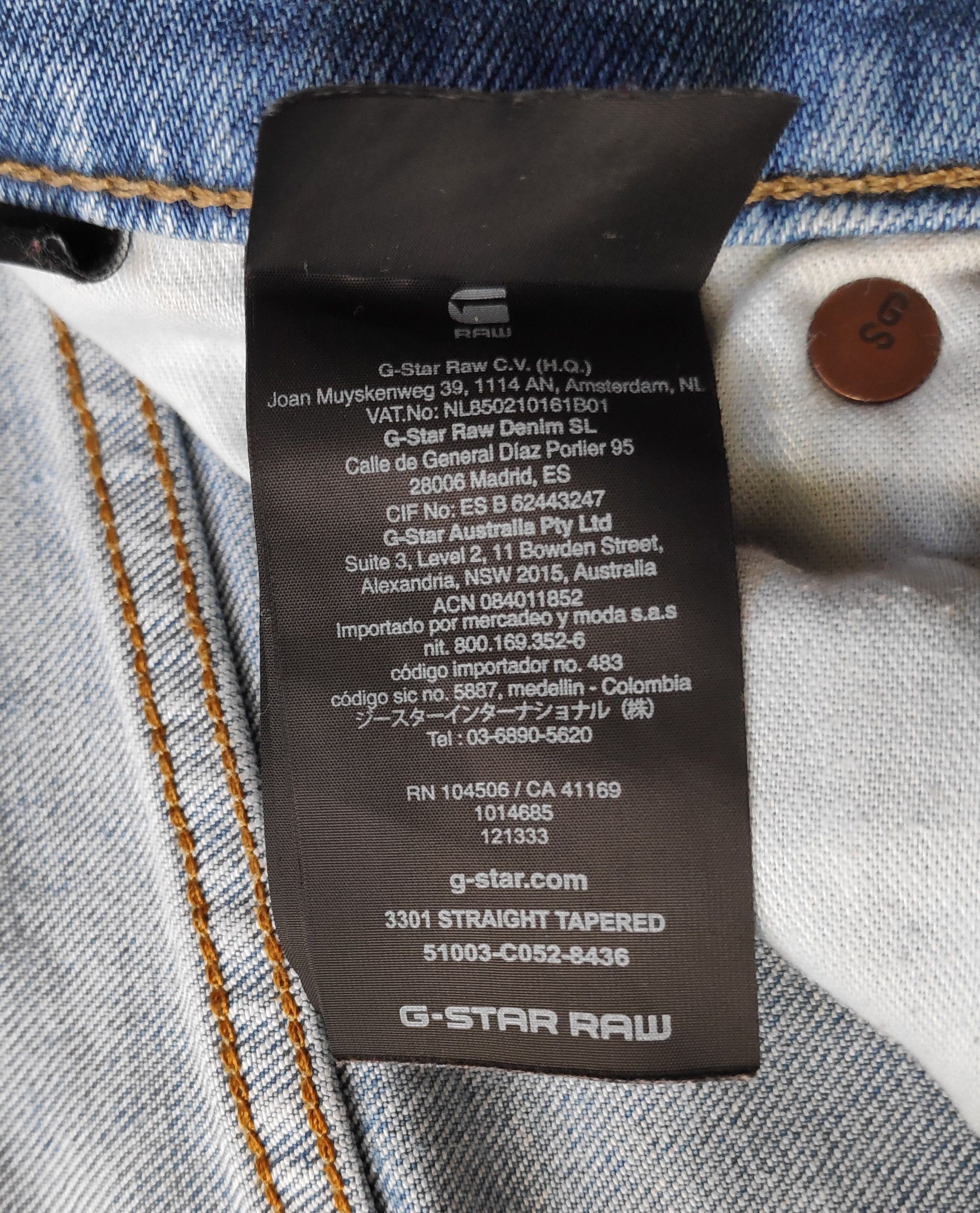 G-Star G-Star Raw 3301 Straight Tapered Denim Jeans Size US 36 / EU 52 - 10 Thumbnail