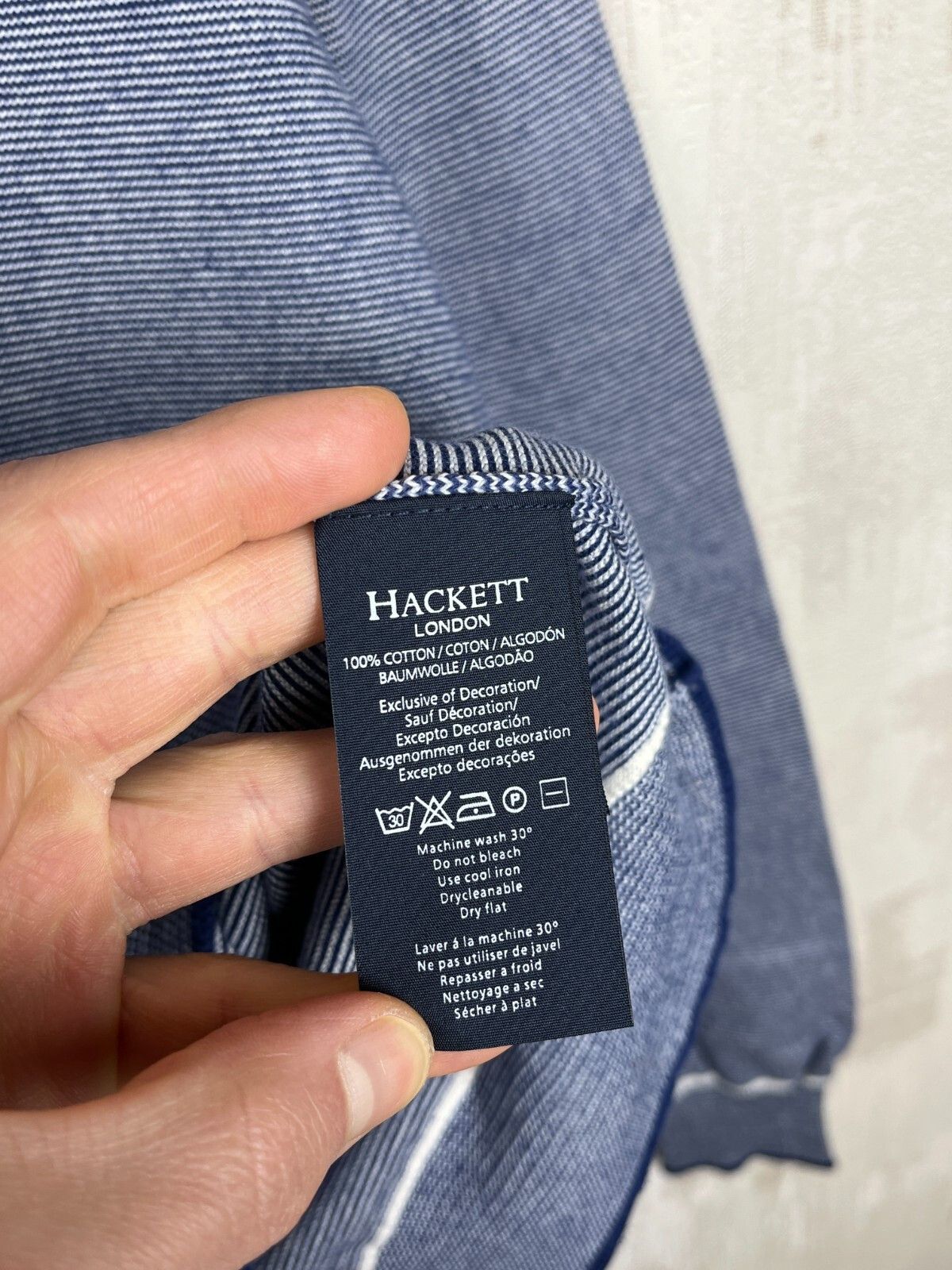 Hackett Hackett London V-neck Striped All Cotton Sweater Size US L / EU 52-54 / 3 - 11 Thumbnail