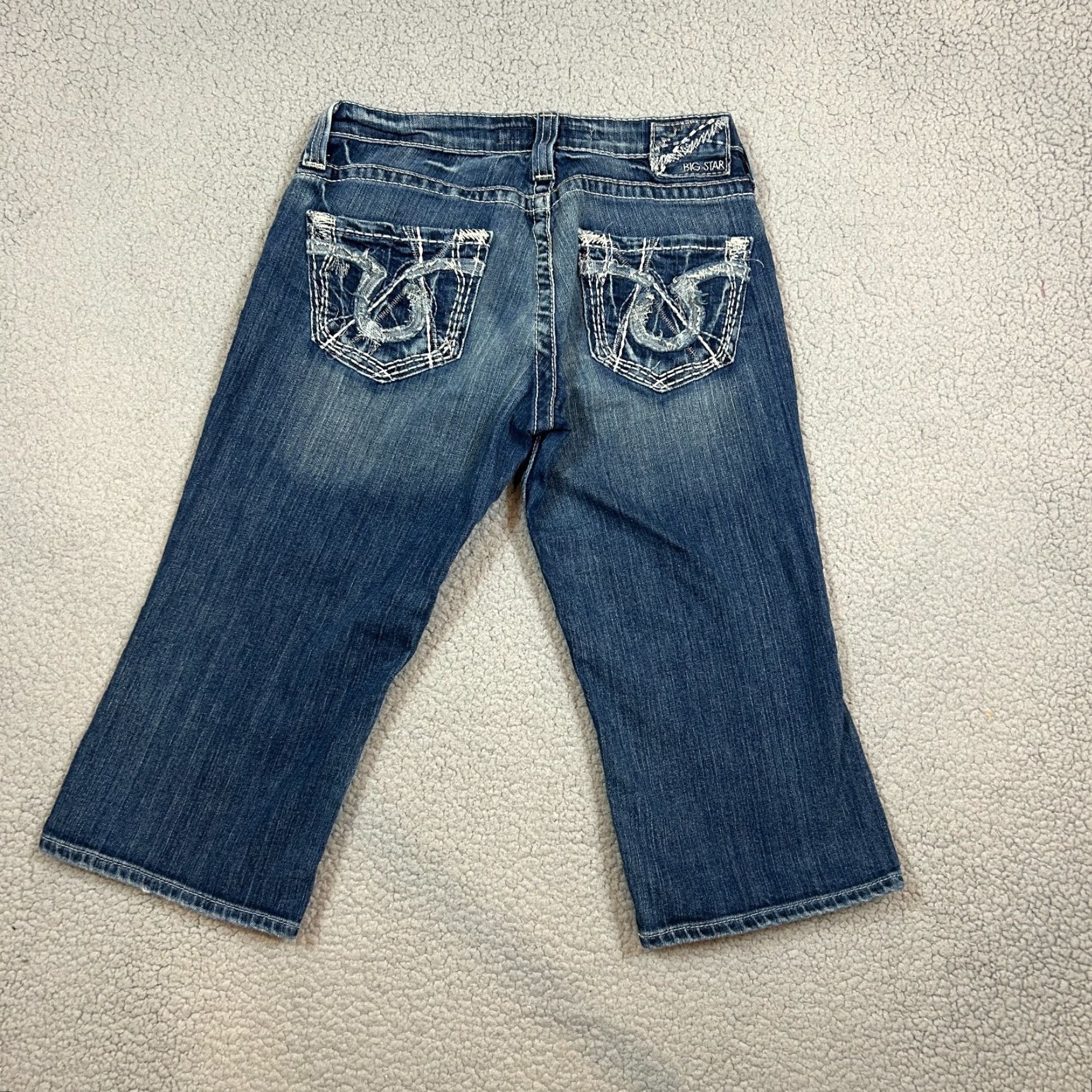 Denime BIG STAR Jeans Cropped Denim Blue 30x19 Women’s Ultra Low Rise 5-Pocket Logo Stars Born Mexico Size 30 Regular Women Size 30" / US 8 / IT 44 - 5 Thumbnail