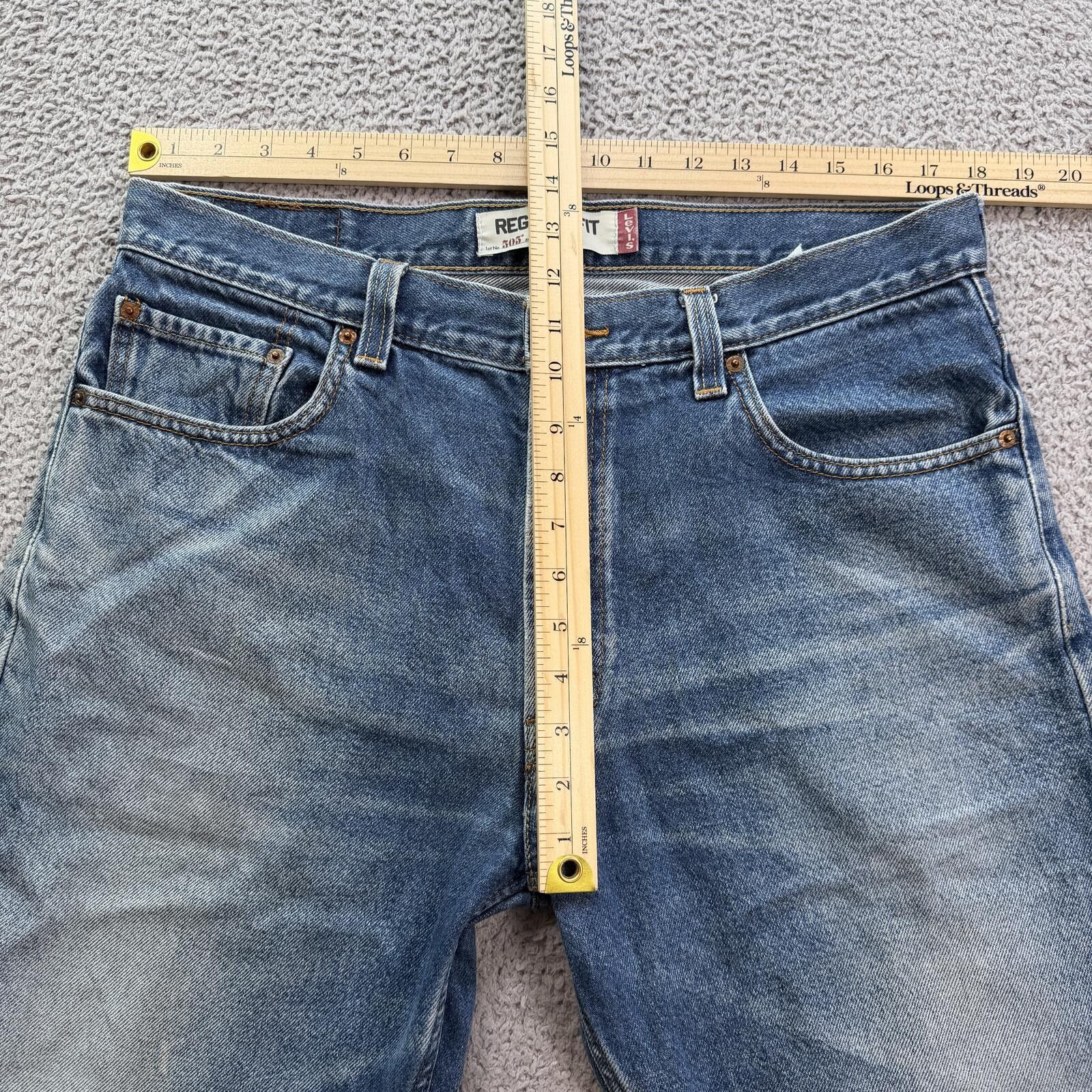 Levi's Vintage Y2K Levis 505 Regular Fit Straight Faded Jeans 36x30 Size US 36 / EU 52 - 3 Thumbnail