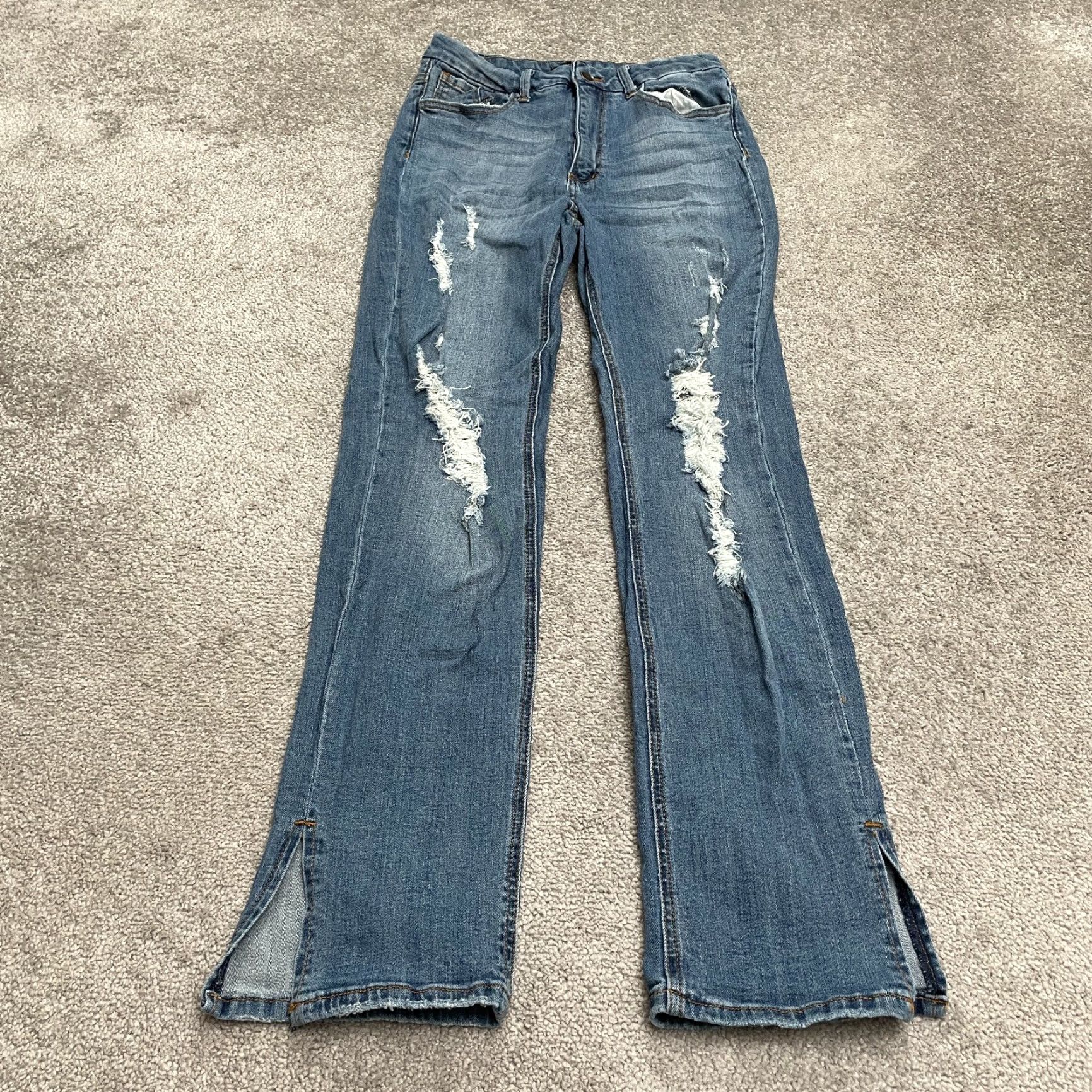 Fashion Nova Fashion Nova Jeans Junior 11 Blue Distressed Straight High Rise 28x31 Woman Size 32" / US 10 / IT 46 - 2 Thumbnail