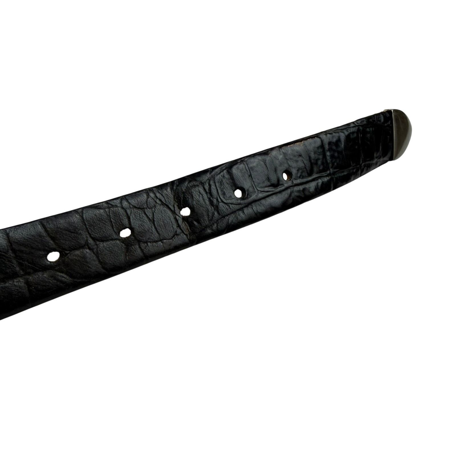 Other Avanti Black Croc Embossed Leather Belt Size 44 Needs Buckle Size 42 - 3 Thumbnail