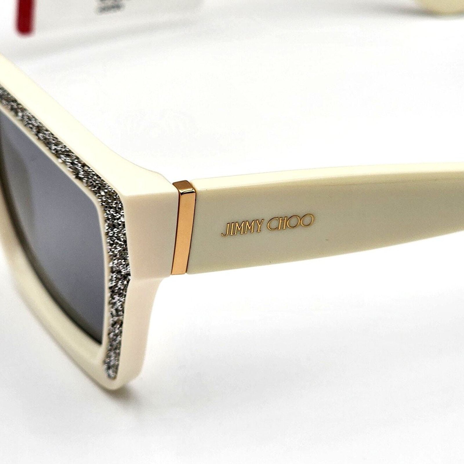 Jimmy Choo Jimmy Choo 51MM Embellished White/Ivory Rectangle Sunglasses Size ONE SIZE - 5 Thumbnail