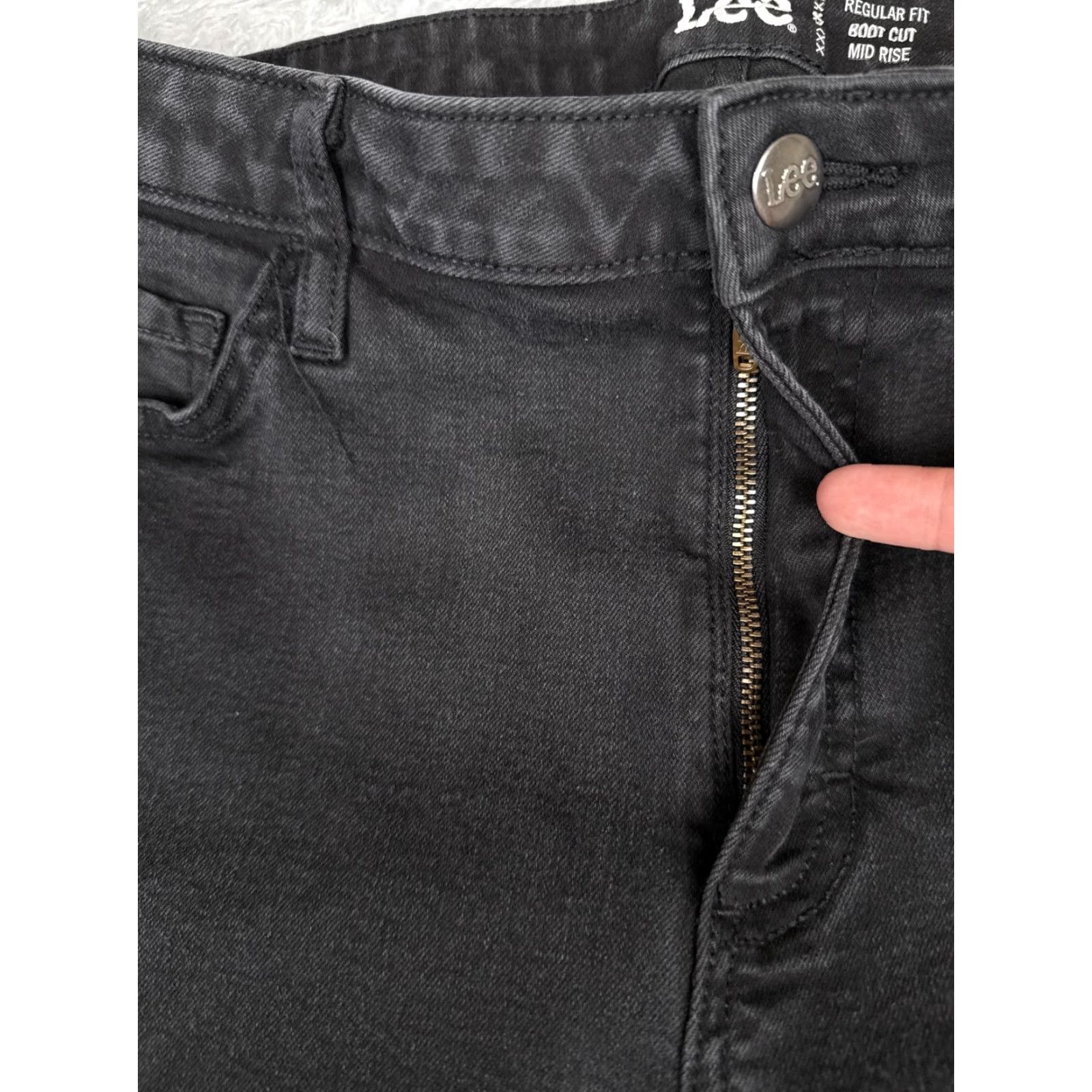 Lee Lee Bootcut Jeans Womens 16 Black Dark Wash Mid Rise Stretch Denim Cotton 34x31 Size 38" / US 16 / IT 52 - 5 Thumbnail