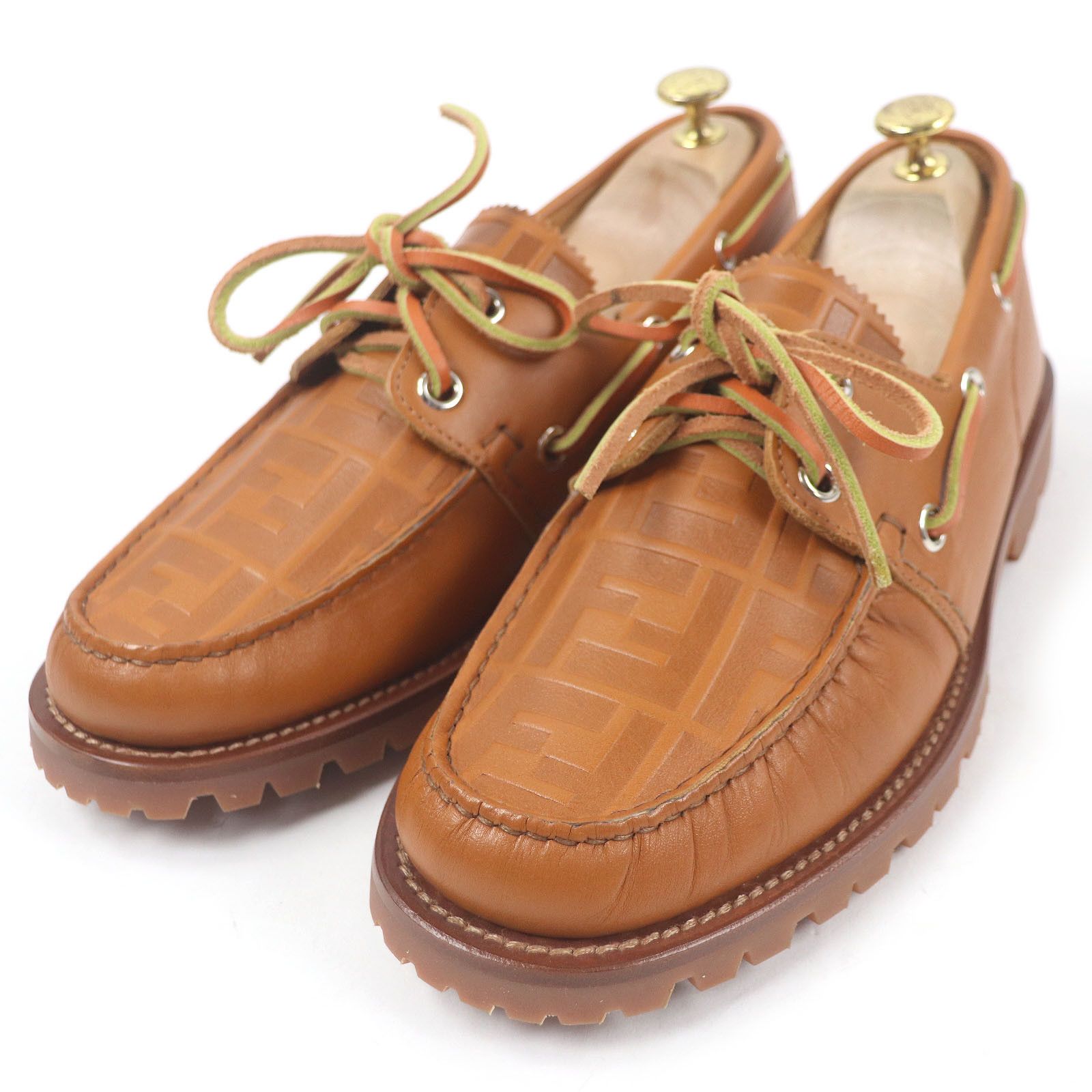 Fendi Fendi Moccasin Leather Loafers Leather Shoes 7D1407 in Brown, Men's