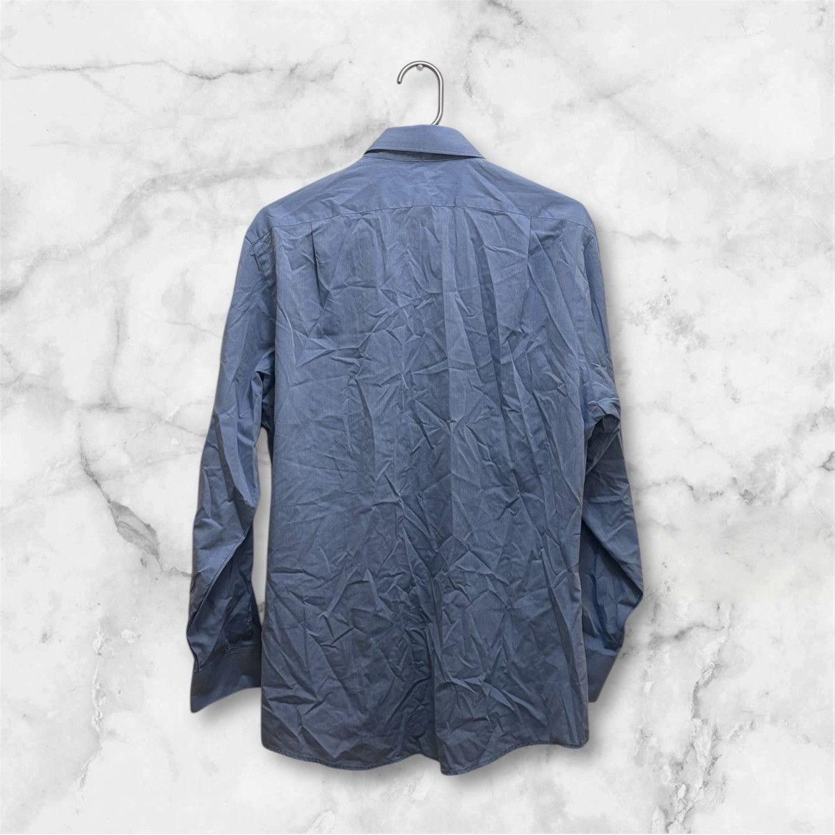 Van Heusen Van Heusen Blue Chambray Fitted Button Up LS Dress Shirt Size US M / EU 48-50 / 2 - 3 Thumbnail