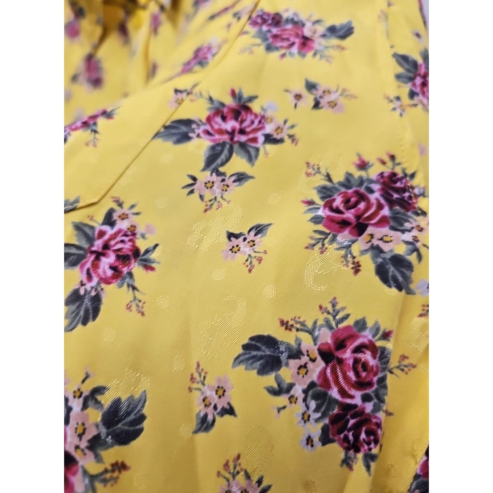Vintage See By Chloe Yellow Floral Blouse Womens 38 Regular Long Sleeve Lace Ruffle Lightweight Casual Spring Summer Size XS / US 0-2 / IT 36-38 - 6 Thumbnail