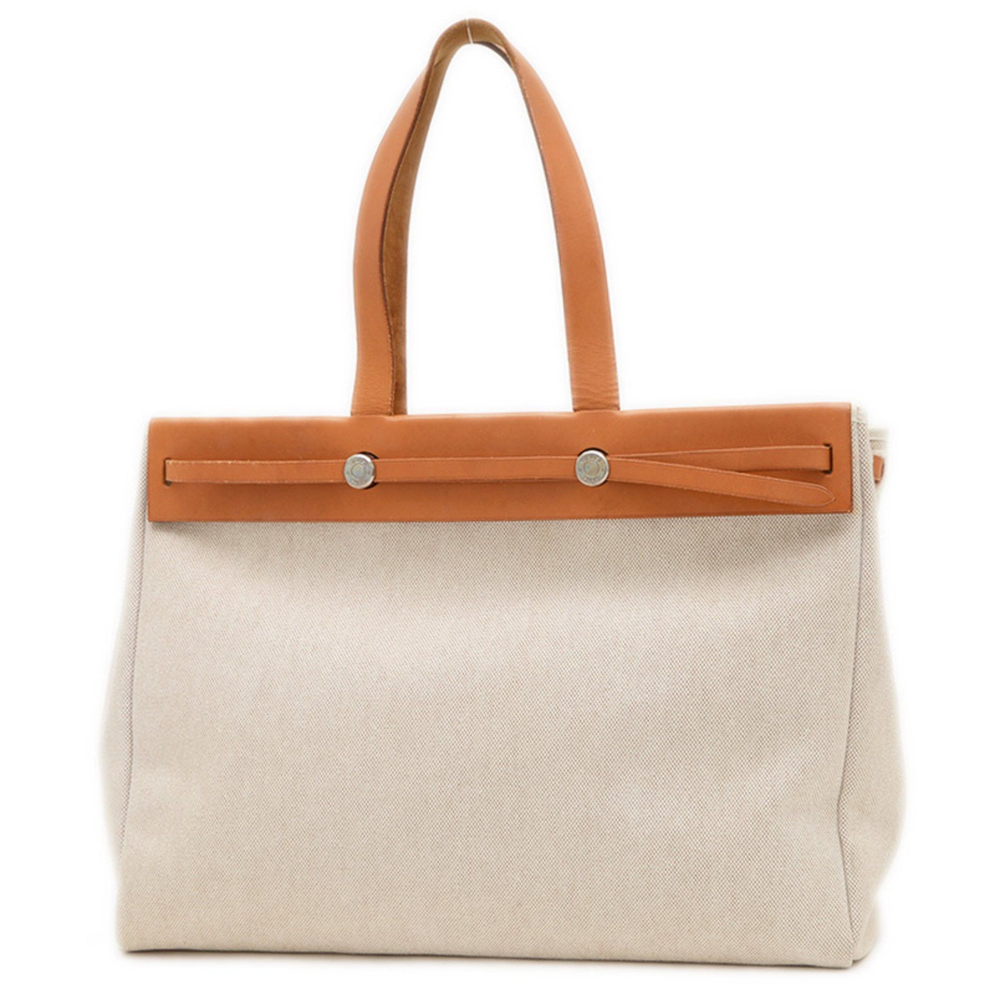 Hermes Airbag Cabas Gm Shoulder Bag Tote Toile H Leather Natural F Stamp Bp, Women's