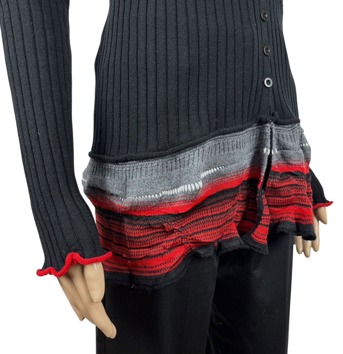 Marithe + Francois Girbaud Marithe Francois Girbaud Wool Cardigan Ribbed Asymmetrical 3 Size L / US 10 / IT 46 - 4 Thumbnail