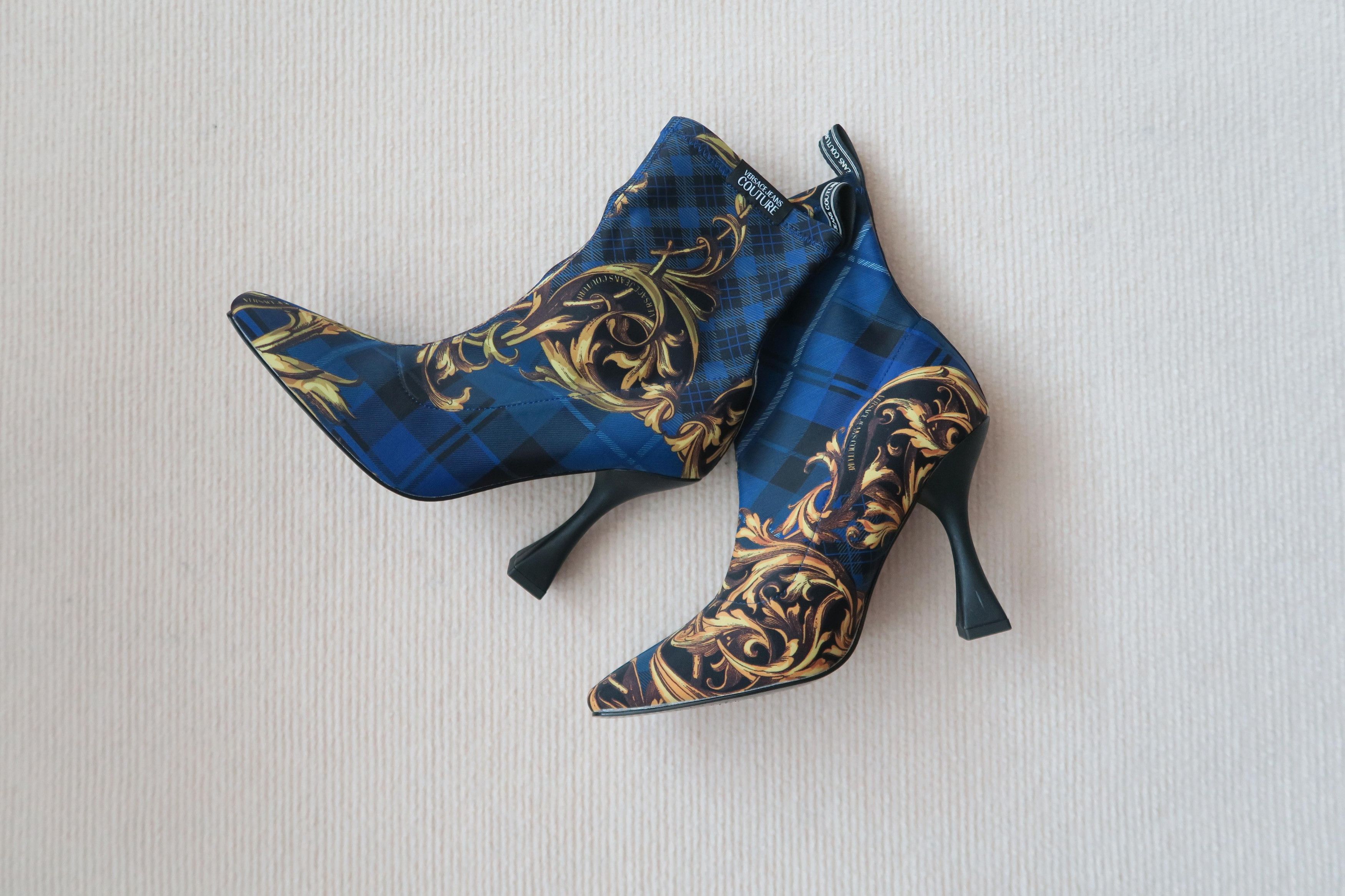 Versace Jeans Couture Versace Jeans Couture VJC Baroque Print Ankle Sock Boots Size US 7 / IT 37 - 1 Thumbnail
