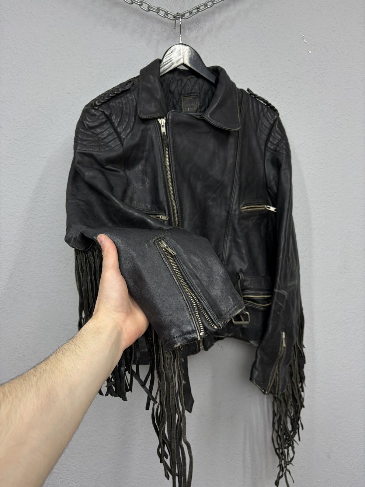 Hedi Slimane VTG Distressed Black Leather Biker Jacket Rick Owens Vibe Size US S / EU 44-46 / 1 - 9 Thumbnail