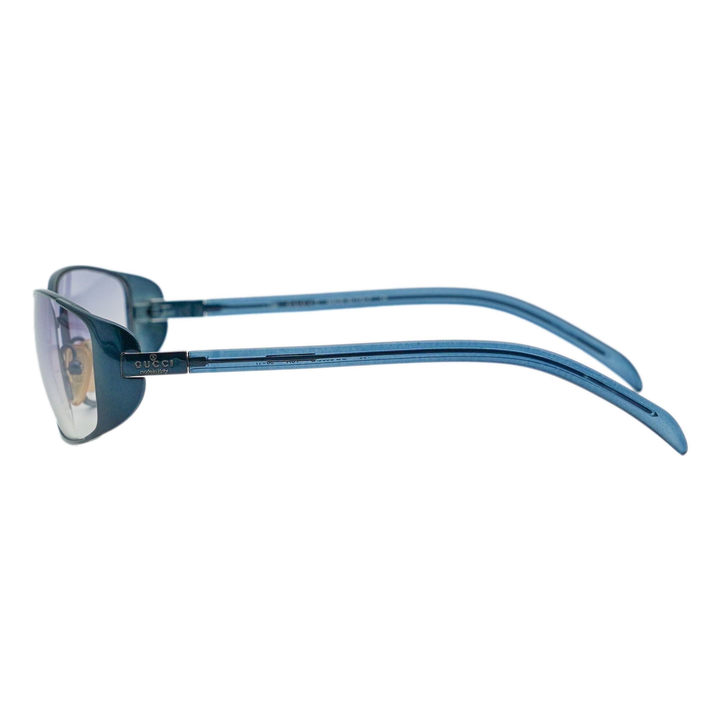 Gucci Vintage Gucci GG 2658 Blue Wrap Rectangular Logo Sunglasses Size ONE SIZE - 3 Thumbnail