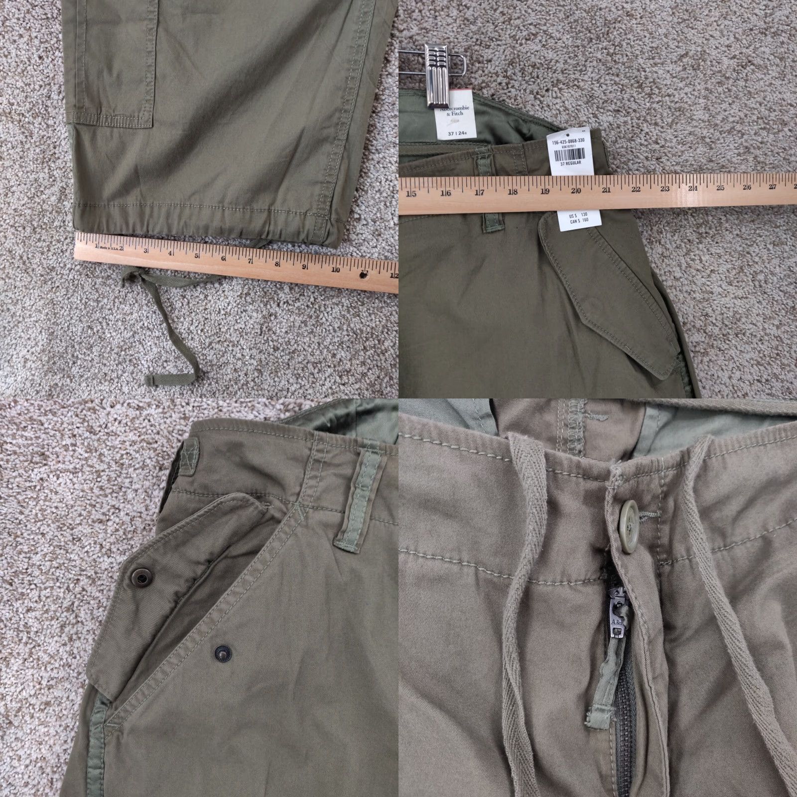 Abercrombie & Fitch VINTAGE Abercrombie & Fitch Cargo Pants Women Regular 37 Olive Green Relaxed Tapered 31in Inseam 40in Waist Styled Y2K Streetwear Mens? Womens Size 25" / US 0 / IT 36 - 8 Thumbnail