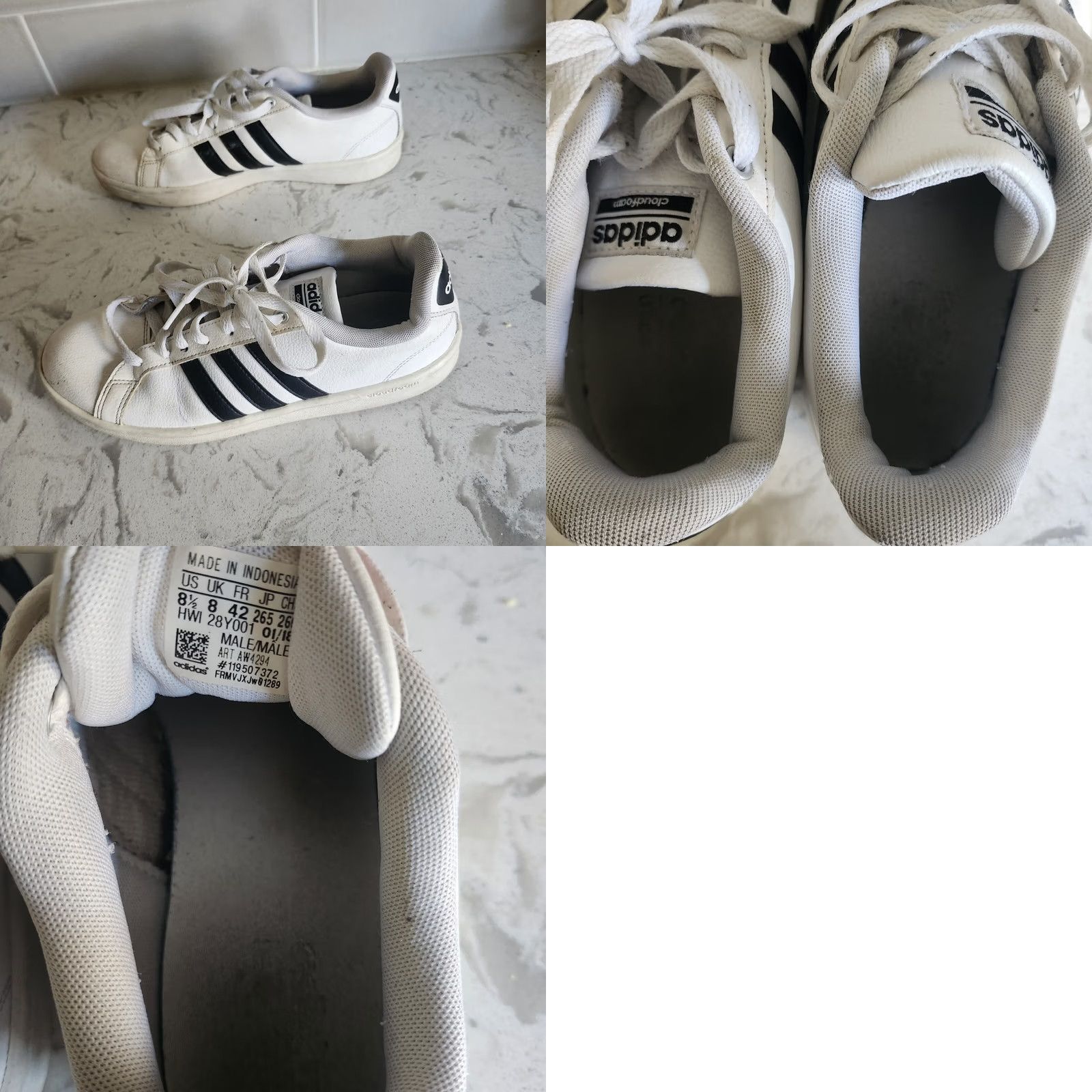 Adidas Adidas Men Cloudform White With Black Stripes Lace Up Size 8.5 Memory Foam USED Size US 9 / EU 42 - 9 Thumbnail