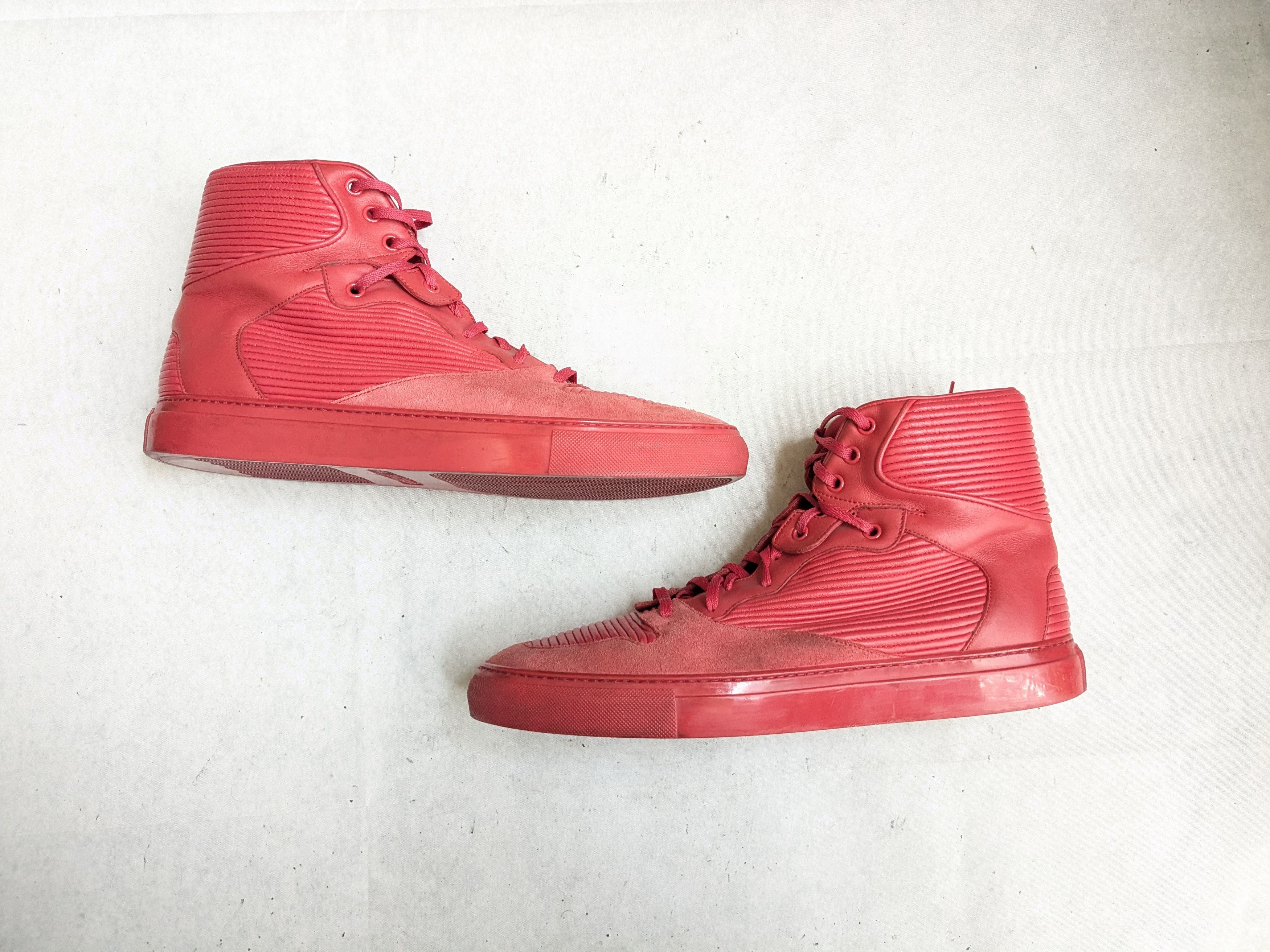 Balenciaga Arena Red 11 Leather High Tops Lace Up