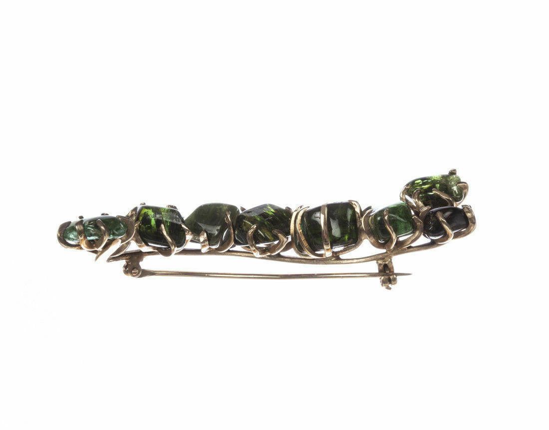 Designer 9 kt Gold Plated Green Tourmaline Pin Size ONE SIZE - 3 Thumbnail