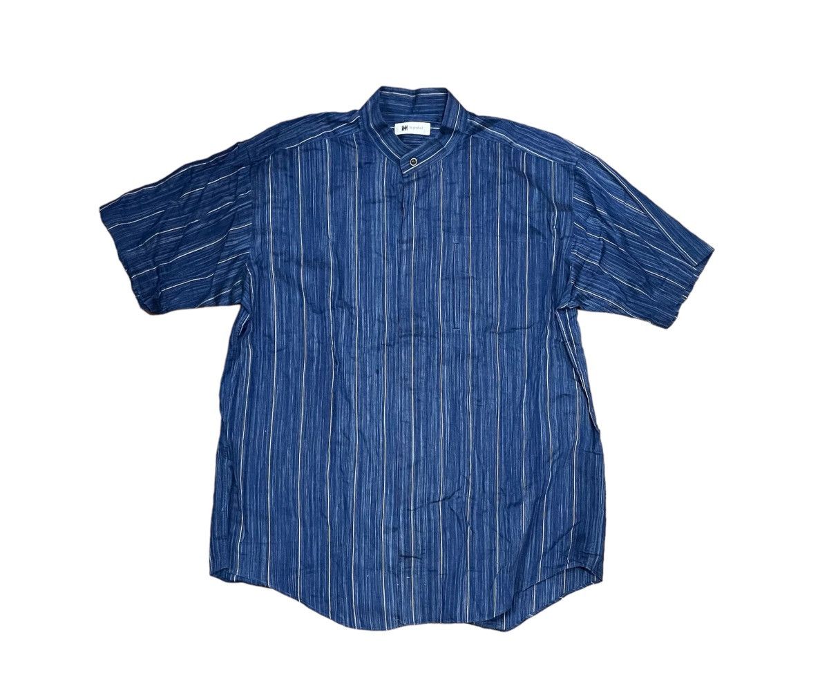 Vintage issey miyake im product striped collarless shirt