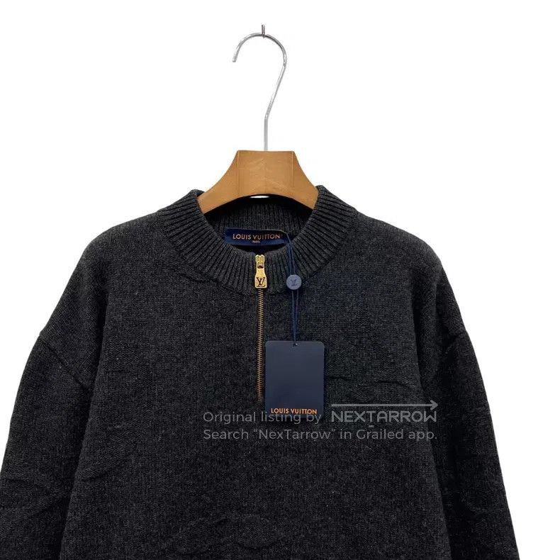 Louis Vuitton Louis Vuitton Dark Grey Jacquard Half Zip Sweater Size US XL / EU 56 / 4 - 2 Thumbnail