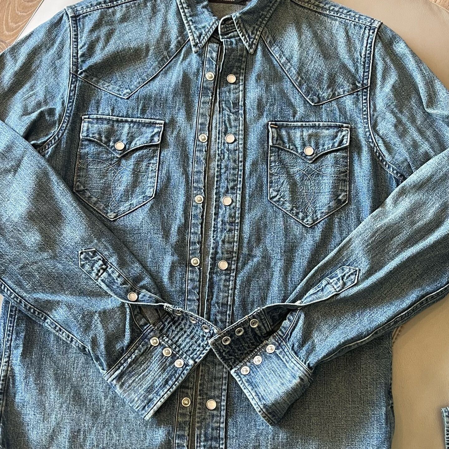RRL Ralph Lauren RRL Denim Shirt Size US S / EU 44-46 / 1 - 1 Thumbnail