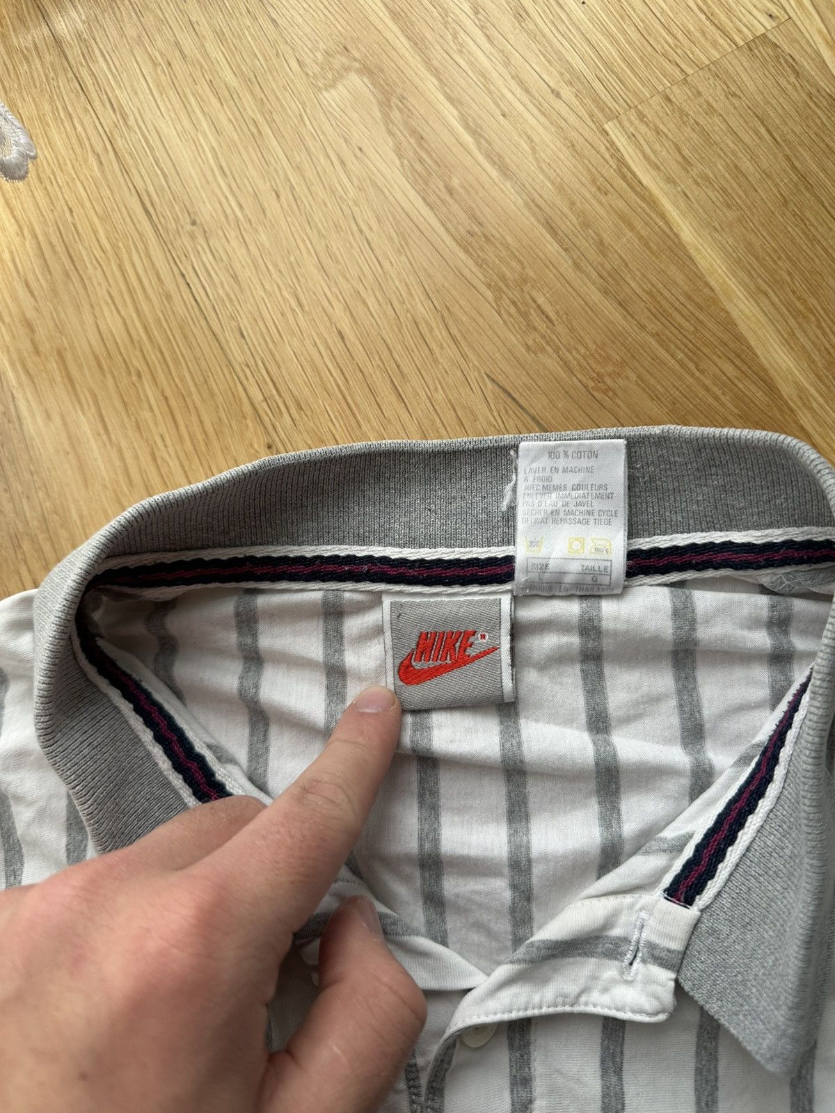 Nike × Vintage 80s Nike Tennis Supreme Court Striped USA Polo T-Shirt Mens Size US L / EU 52-54 / 3 - 5 Thumbnail