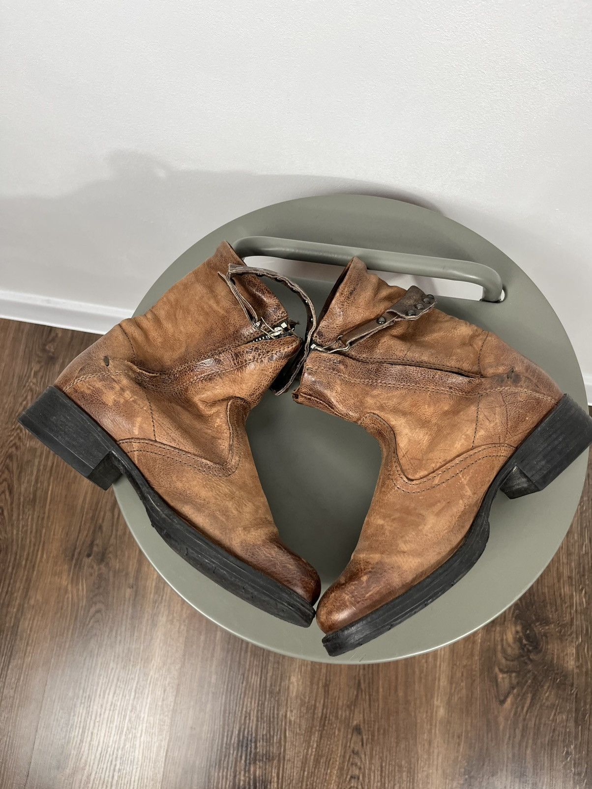 Other Avant-Garde Brown Leather Boots With Double Zip And Straps Size US 6 / IT 36 - 13 Thumbnail