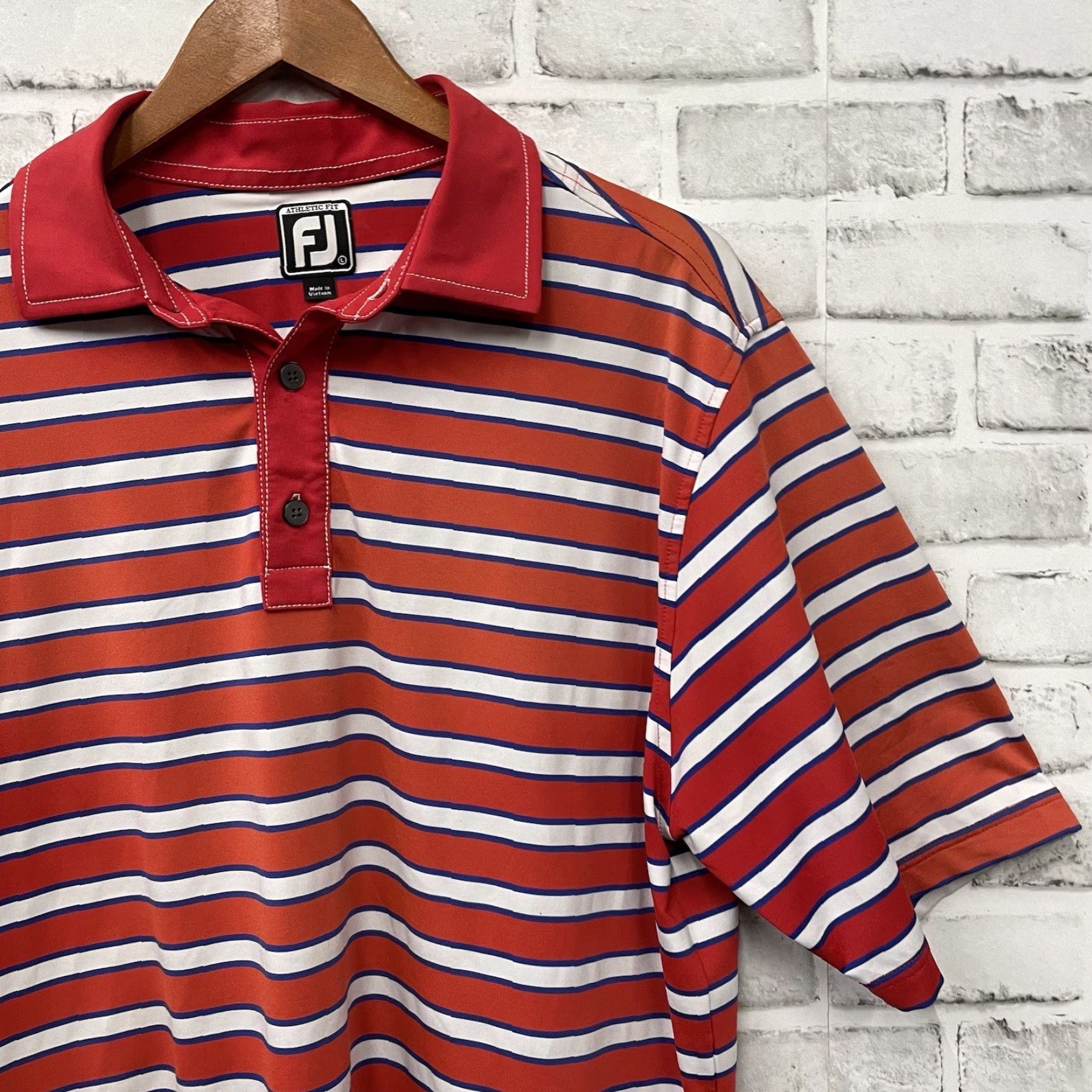 Footjoy FootJoy Athletic Striped Polo Shirt Mens Size L Multicolor Athletic Fit Stretchy Regular Polo Men Size US L / EU 52-54 / 3 - 2 Thumbnail
