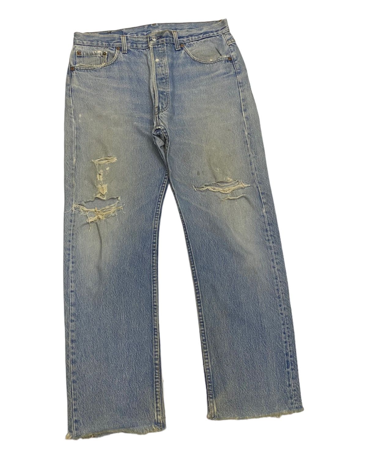 Levi's Vintage Clothing 🔥VINTAGE LEVIS 501 DISTRESSED DENIM MADE IN USA JEANS Size US 34 / EU 50 - 3 Thumbnail