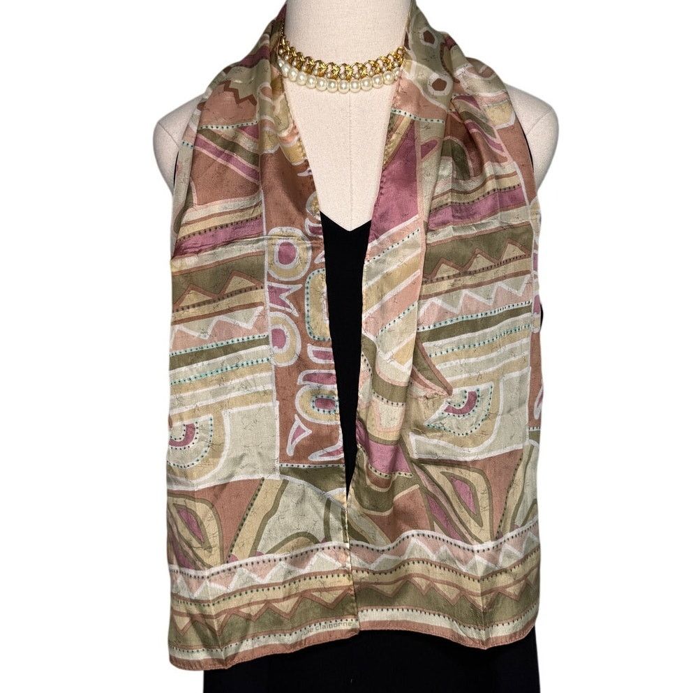 Vintage Vintage pastel Southwestern abstract print long scarf 10x52" Size ONE SIZE - 1 Thumbnail