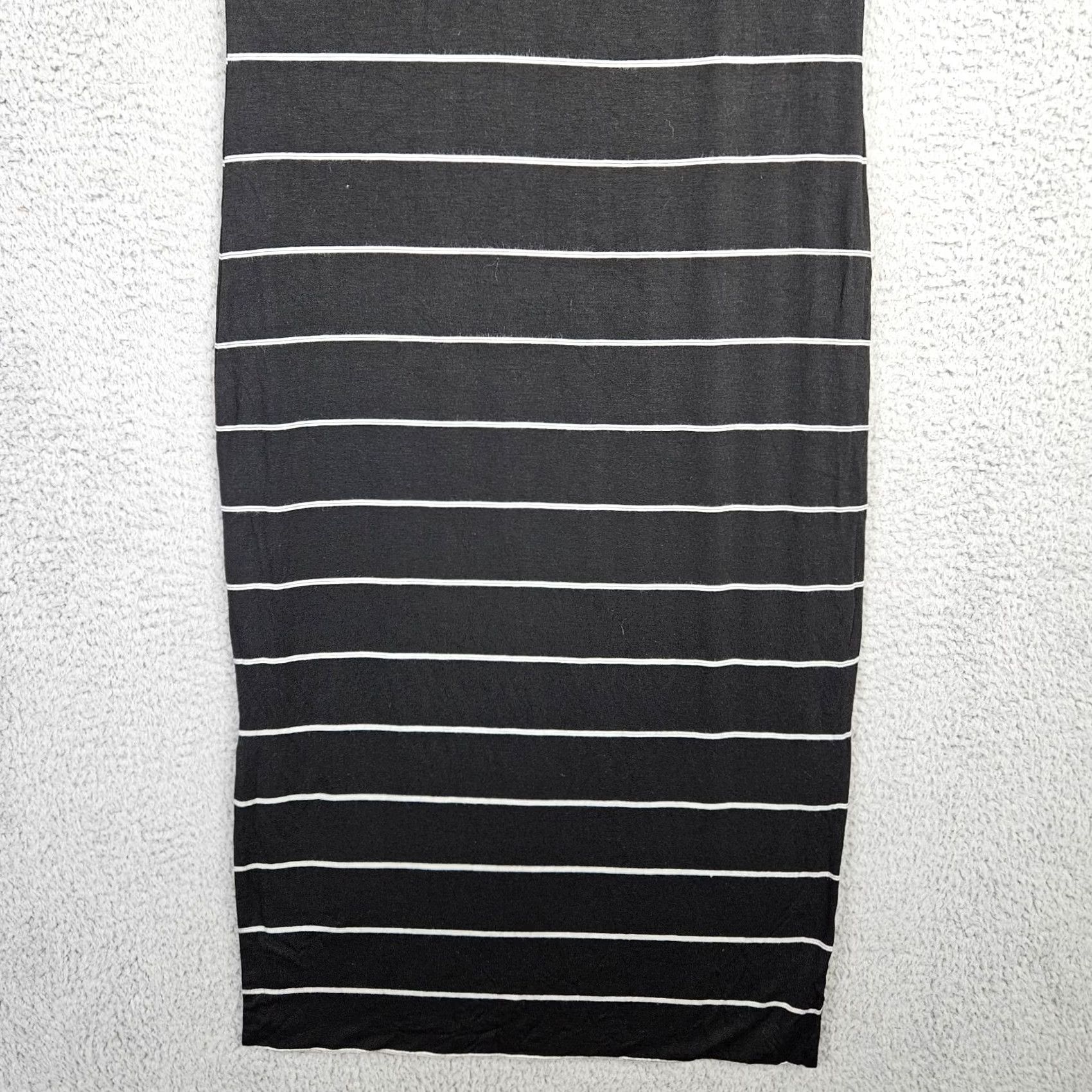Vintage Amour Vert Dress Women Midi Short Sleeve Stripes V-Neck XS White Black A-Line Pattern Striped Lightweight Stretch Casual 90s? Size 26" / US 2 / IT 38 - 3 Thumbnail