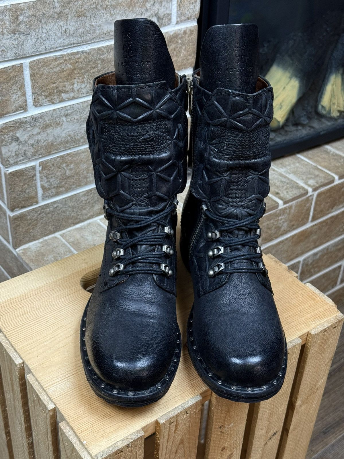 A.S.98 Womans A.S.98. Airstep Black Leather Biker Zip Stedded Boots Size US 9 / IT 39 - 5 Thumbnail