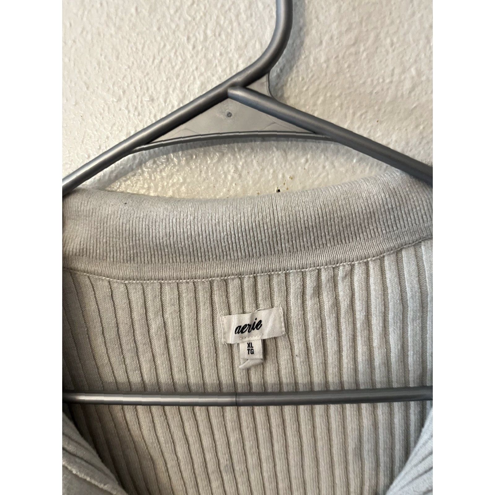 Vintage Aerie Cardigan Sweater Top Women Size XL Gray Ribbed Collared Button Down Women Size XL / US 12-14 / IT 48-50 - 2 Thumbnail