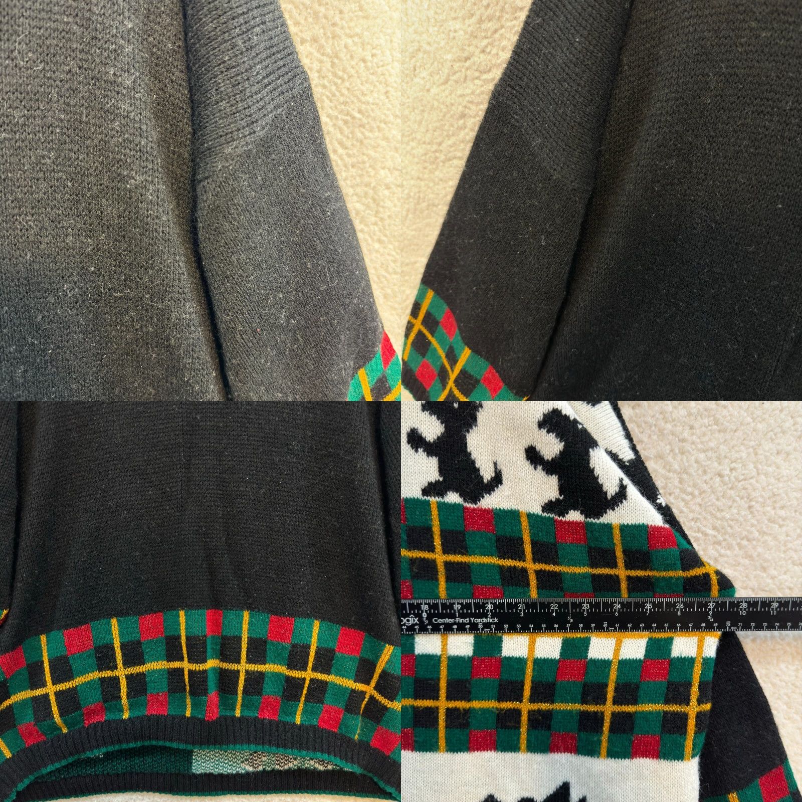 Vintage VINTAGE 90s Christmas Sweater Black Scottish Terrier Tartan Plaid 1X XL Preppy Roman's Knit Mens Size XL / US 12-14 / IT 48-50 - 8 Thumbnail