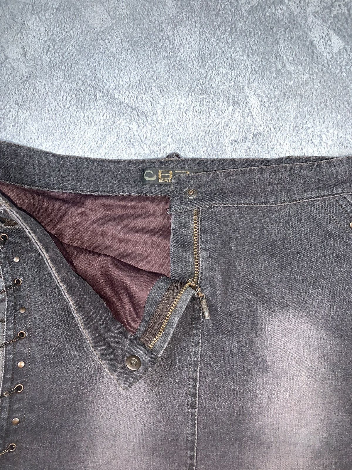 Japanese Brand × Vintage Vintage Y2K Denim/Leather faded maxi skirt Japanese bondage Size 32" / US 10 / IT 46 - 6 Thumbnail