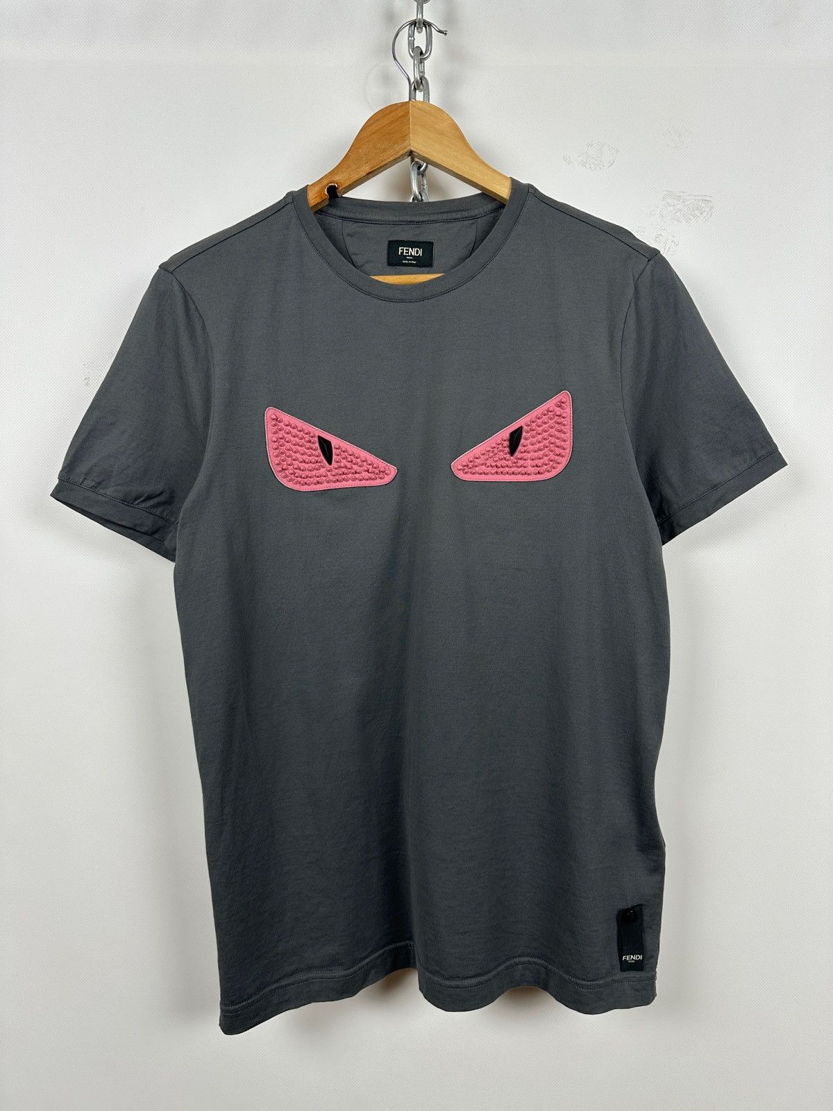 Fendi Fendi Monster Eyes Studded Gray T-Shirt Size US M / EU 48-50 / 2 - 1 Thumbnail