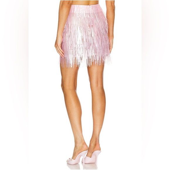 Other MARIANDREE GAITAN Paula Elegant Pink Fringe Skirt SMALL Size 26" / US 2 / IT 38 - 3 Thumbnail