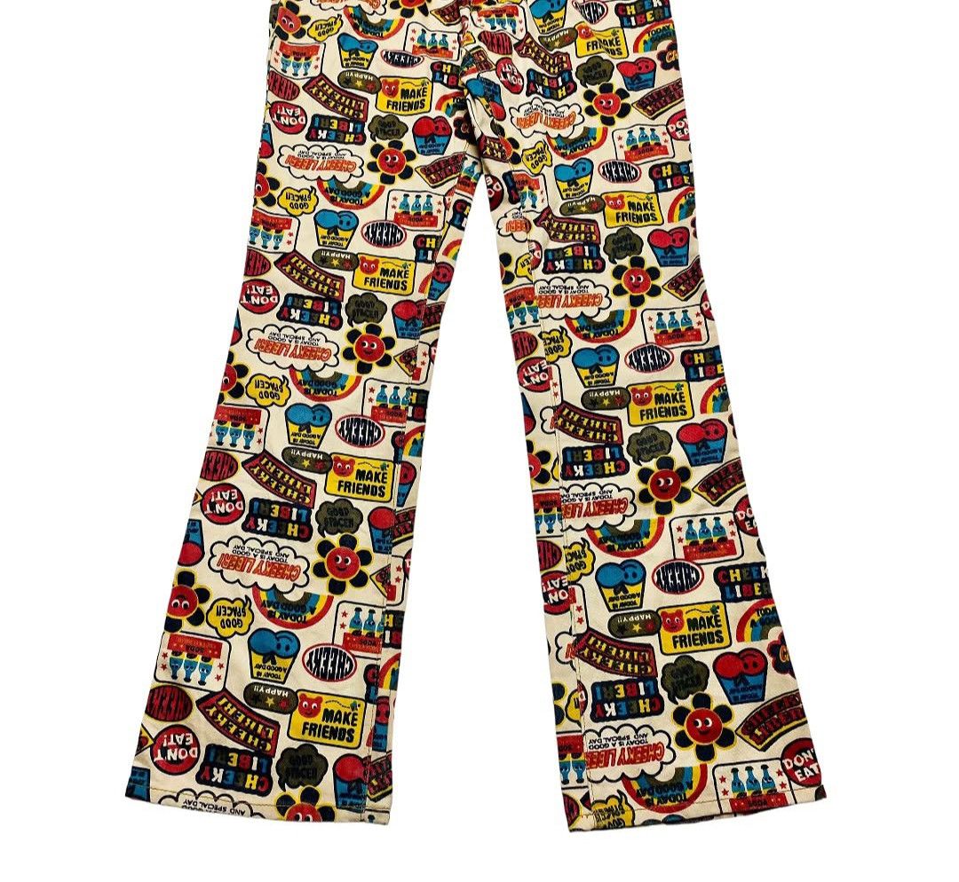 Japanese Brand Vintage Y2K CHEEKYLIBERI Pop Art Emoji AOP Jeans Pants Size 28" / US 6 / IT 42 - 6 Thumbnail