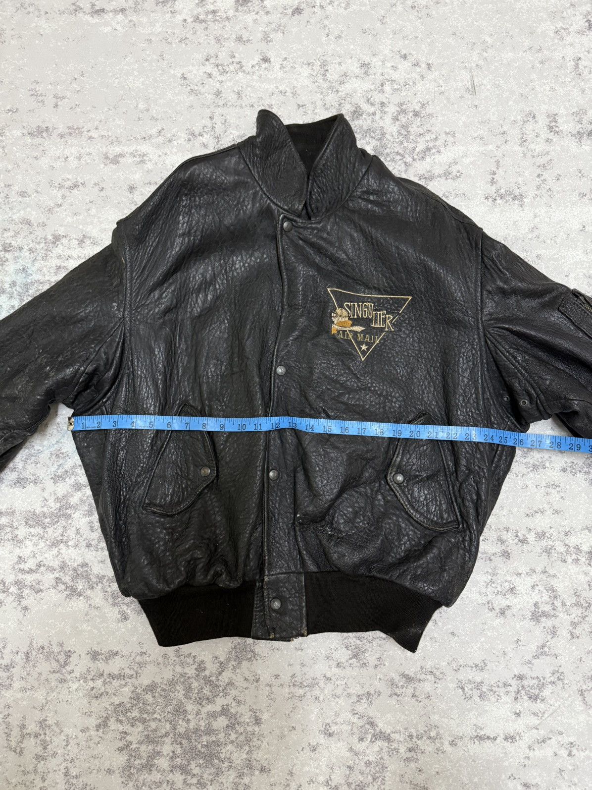 Genuine Leather Vintage 80s SINGULIER AIR MAIL FLIGHT BOMBER JACKET LEATHER Size US XL / EU 56 / 4 - 22 Thumbnail